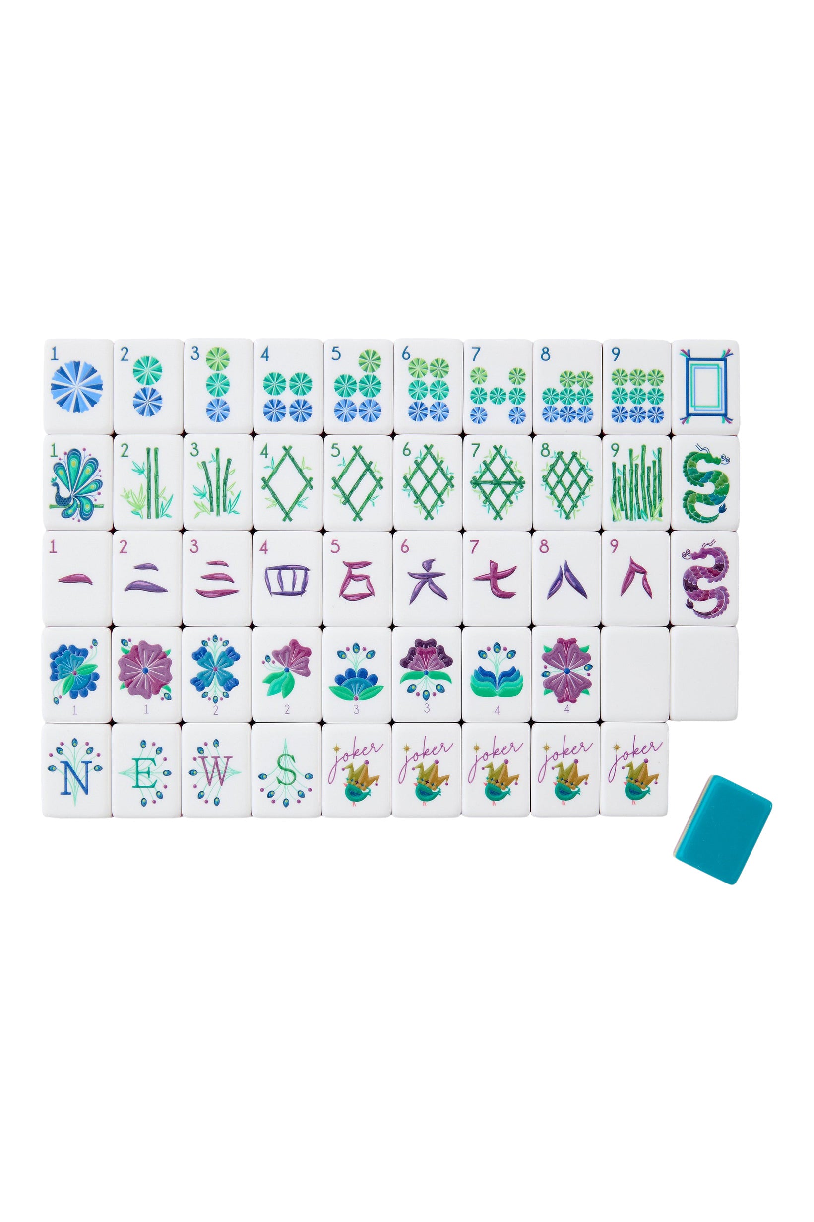 Oh My Mahjong Lagoon Mahjong Tile Set in Turquoise