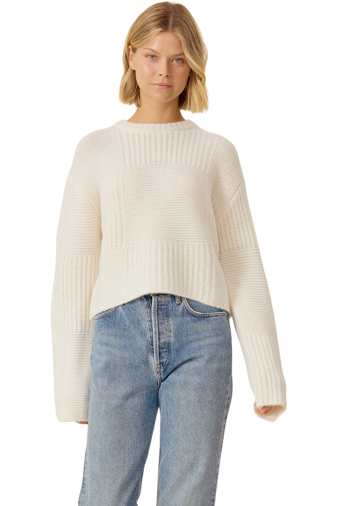 One Grey Day Georgia Cashmere Sweater in Ivory