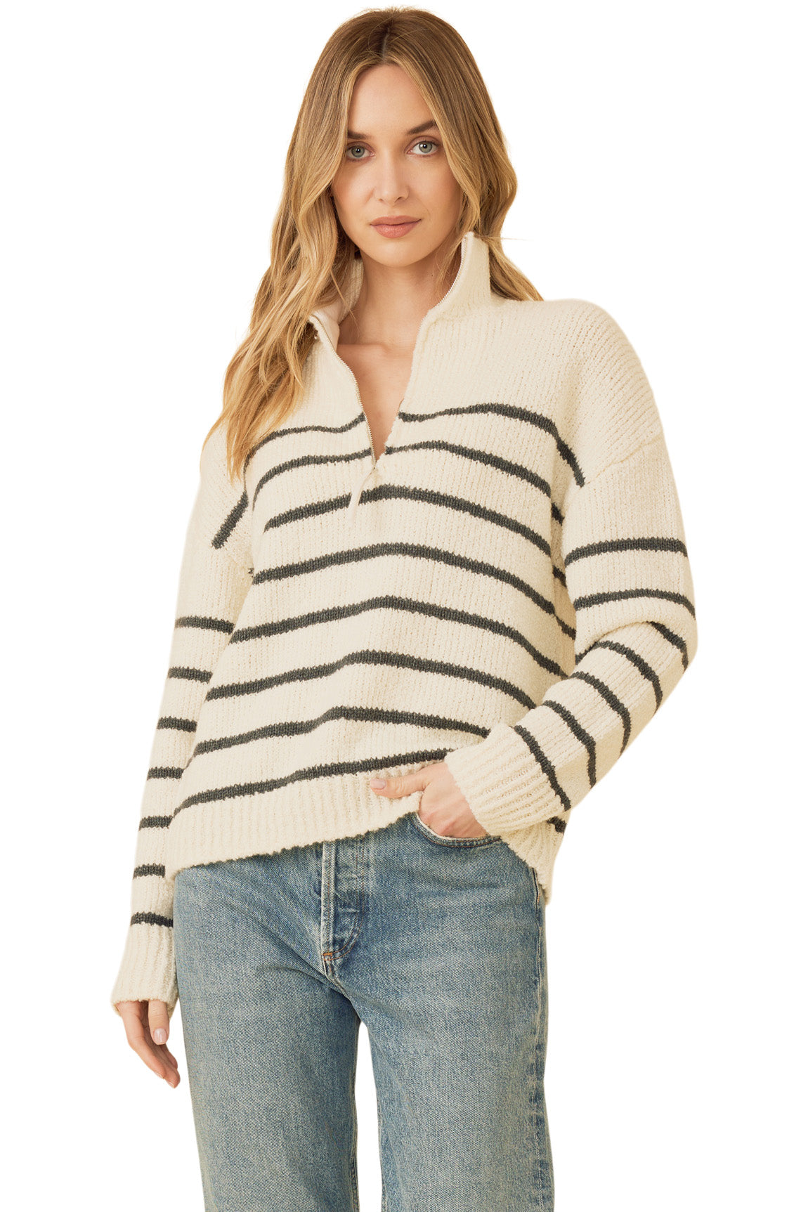 One Grey Day Sirelle Pullover in Ivory Combo