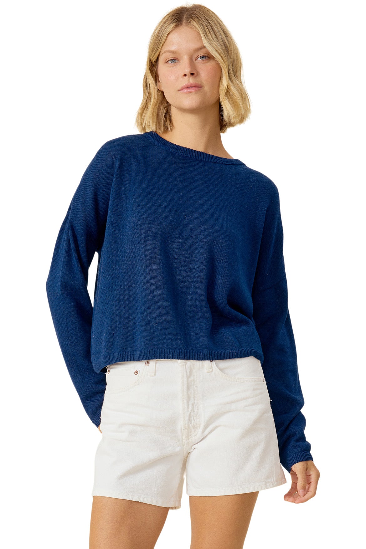 One Grey Day Polina Pullover in Navy