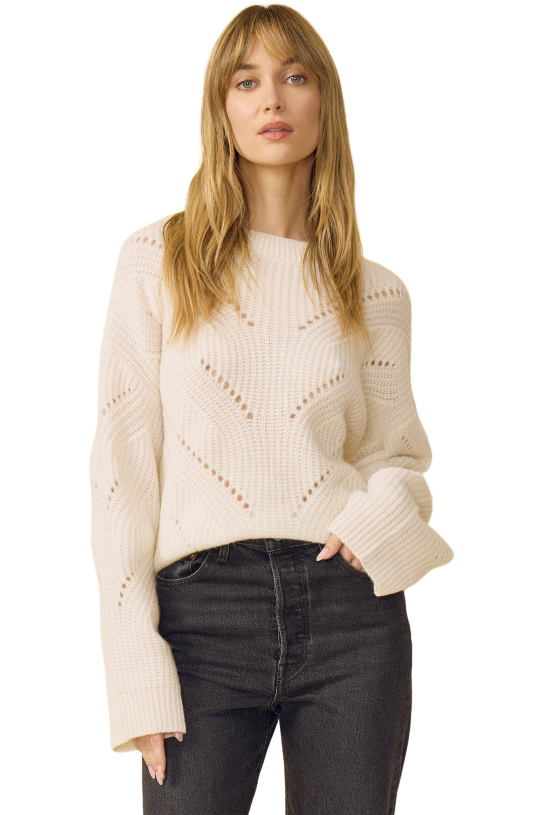 One Grey Day Amarilla Cashmere Pullover in Ivory
