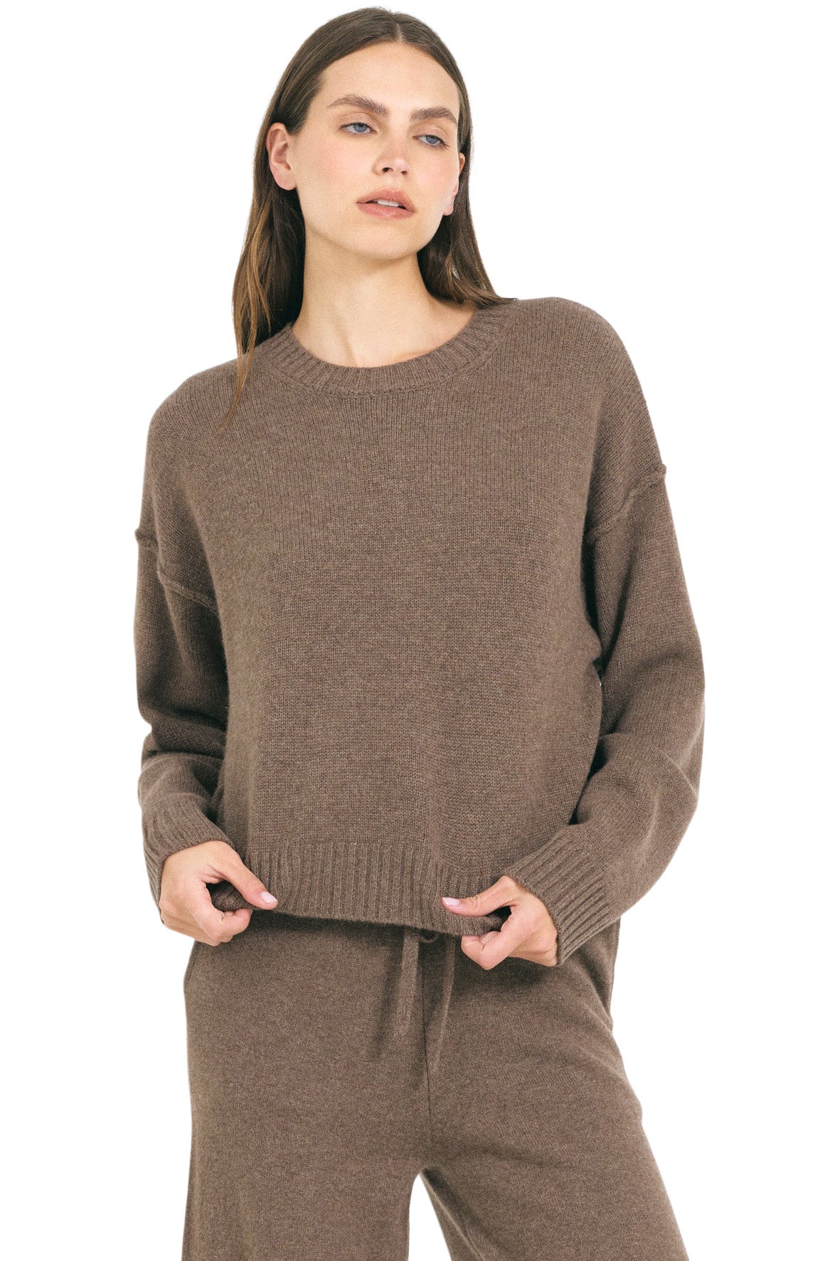 One Grey Day Annika Cashmere Sweater in Husk