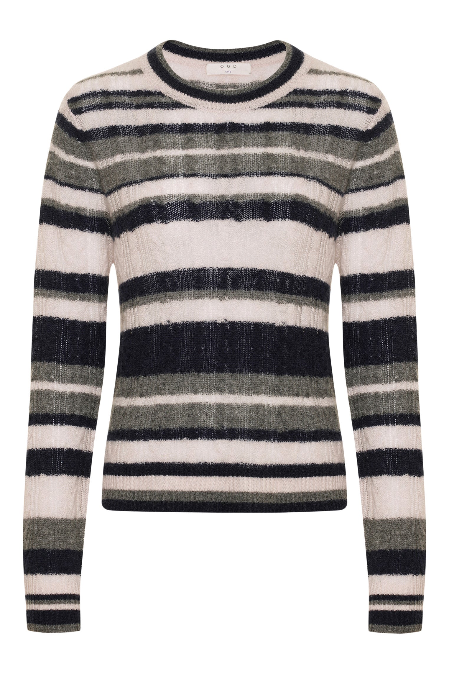 One Grey Day Blakely Tissue Cashmere Pullover
in Ballet Stripe