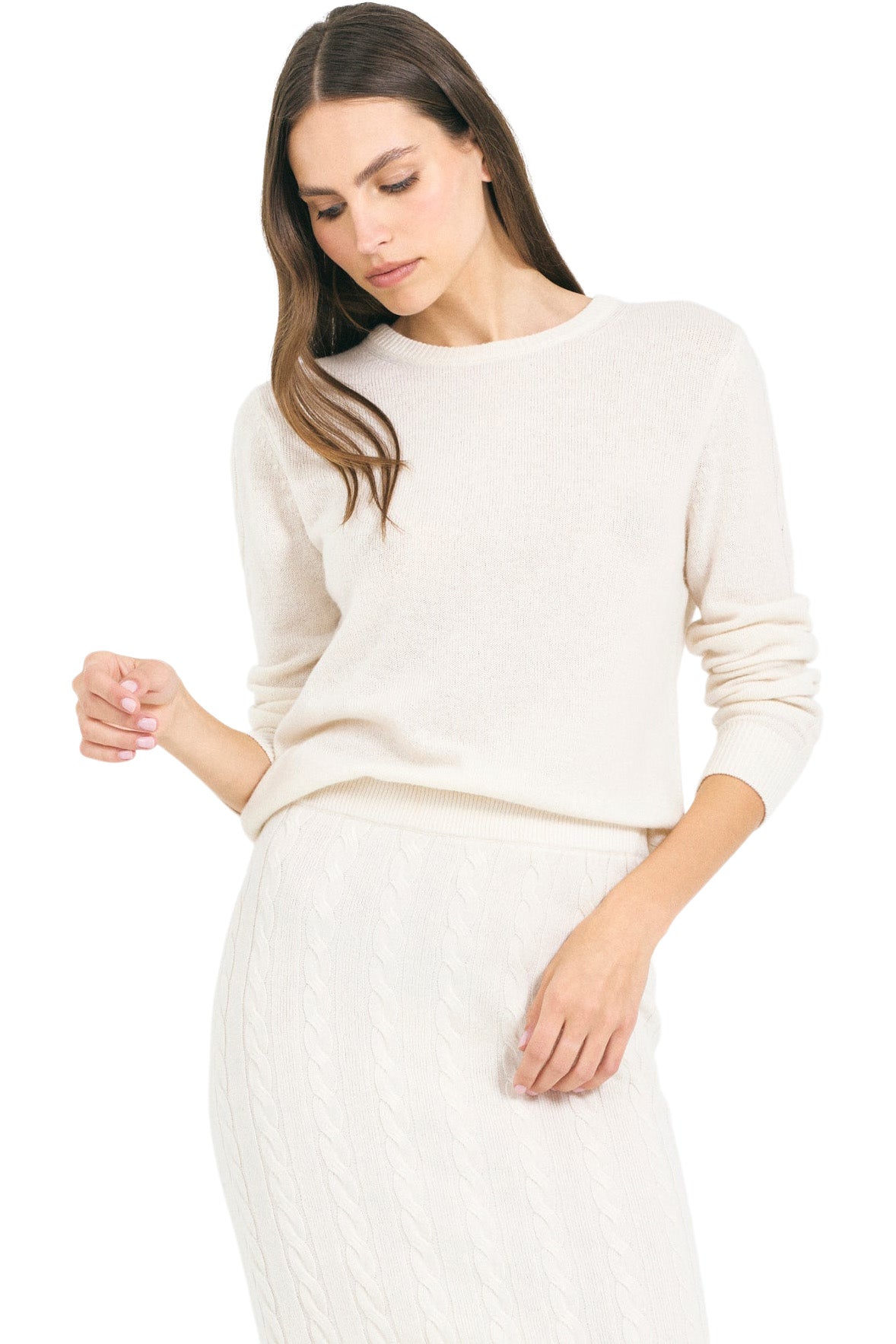 One Grey Day Jane Cable Pullover in Ivory