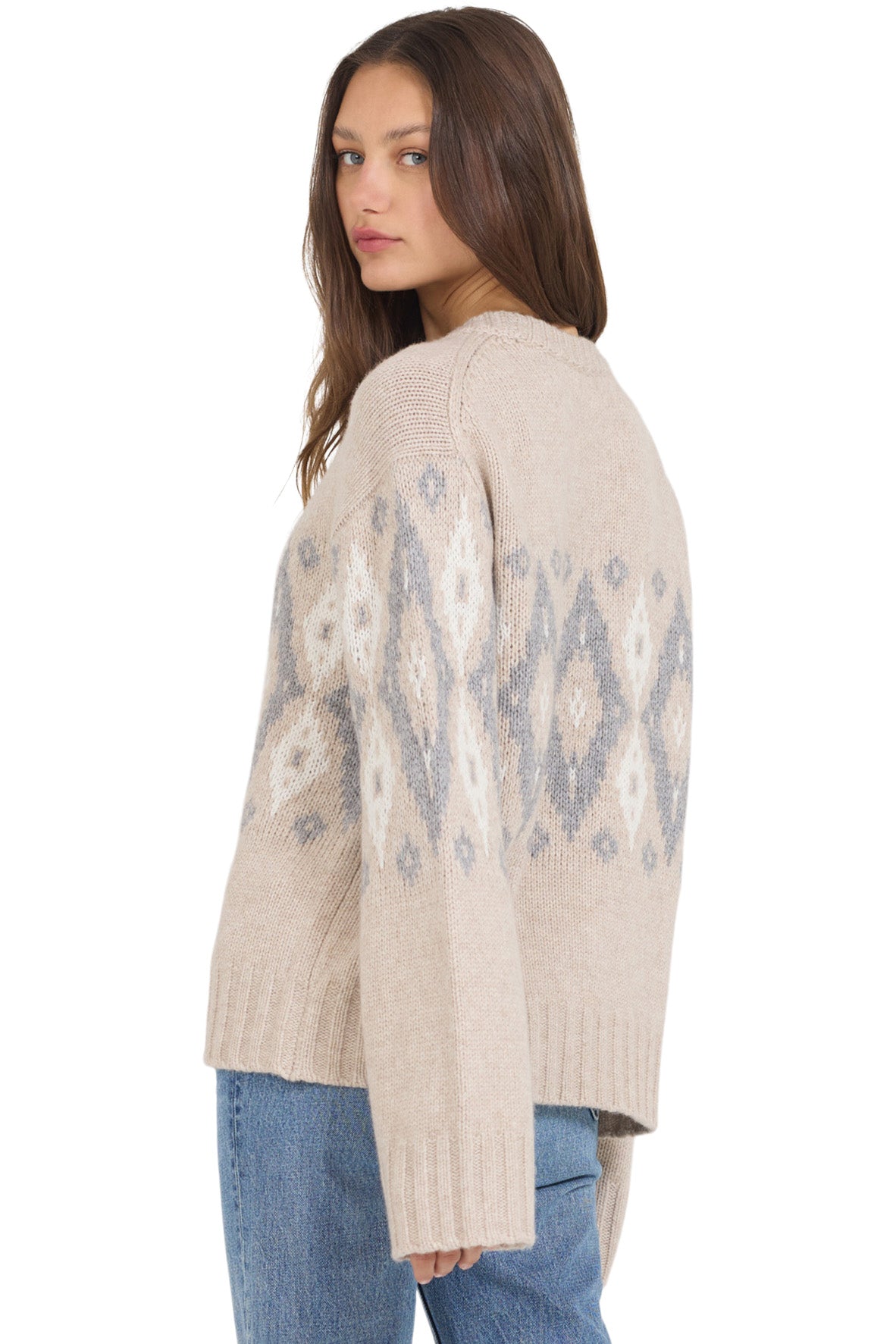 One Grey Day Marlow Pullover in Biscuit Combo