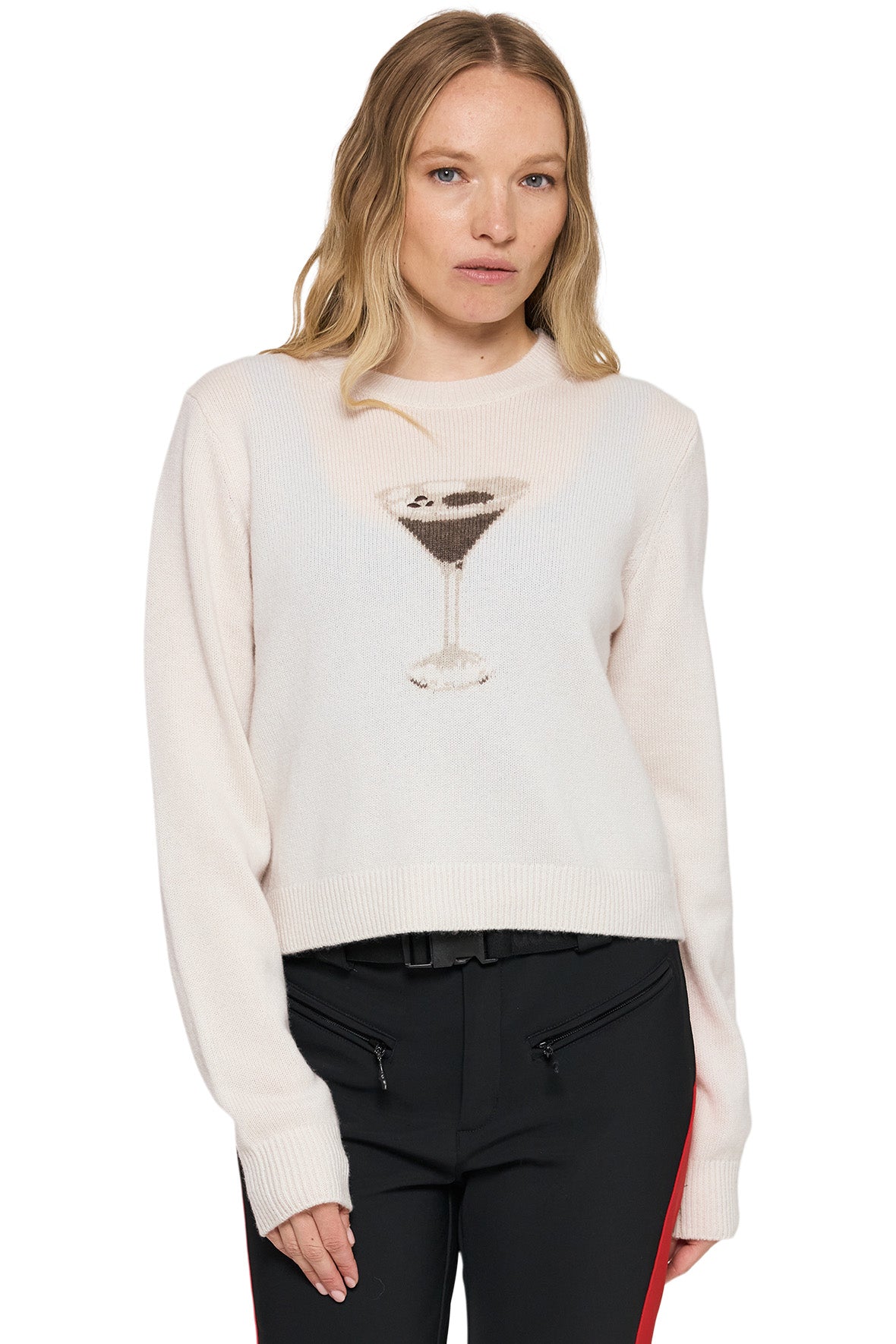 One Grey Day Martini Time Crewneck Sweater in Ivory Combo