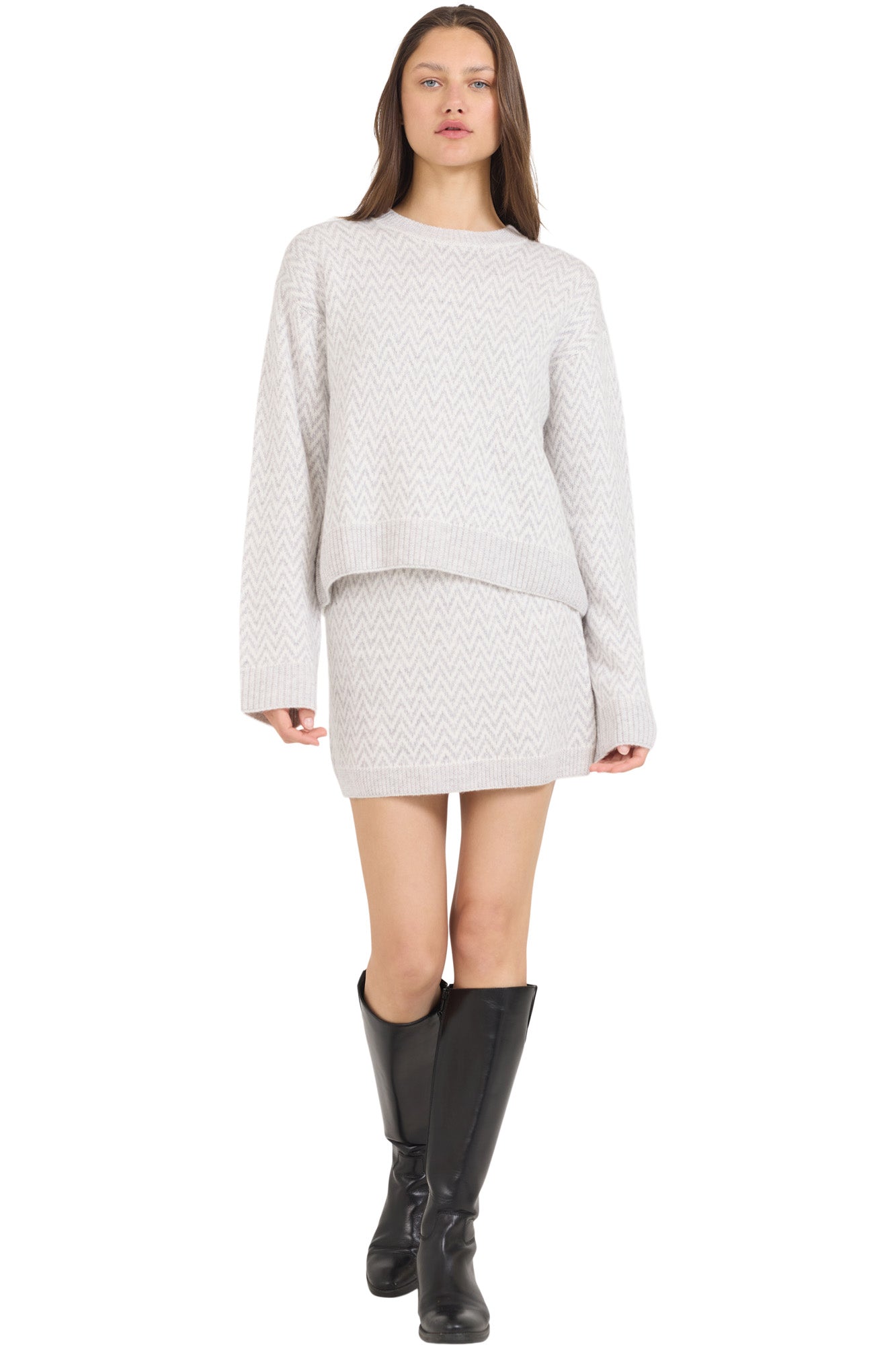 One Grey Day Nyssa Pullover in Ivory Combo