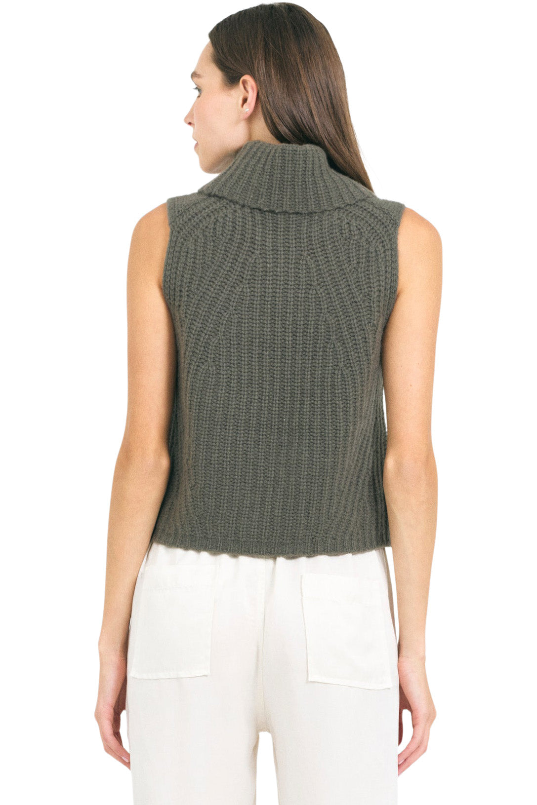 One Grey Day Polly Cashmere Vest in Fir