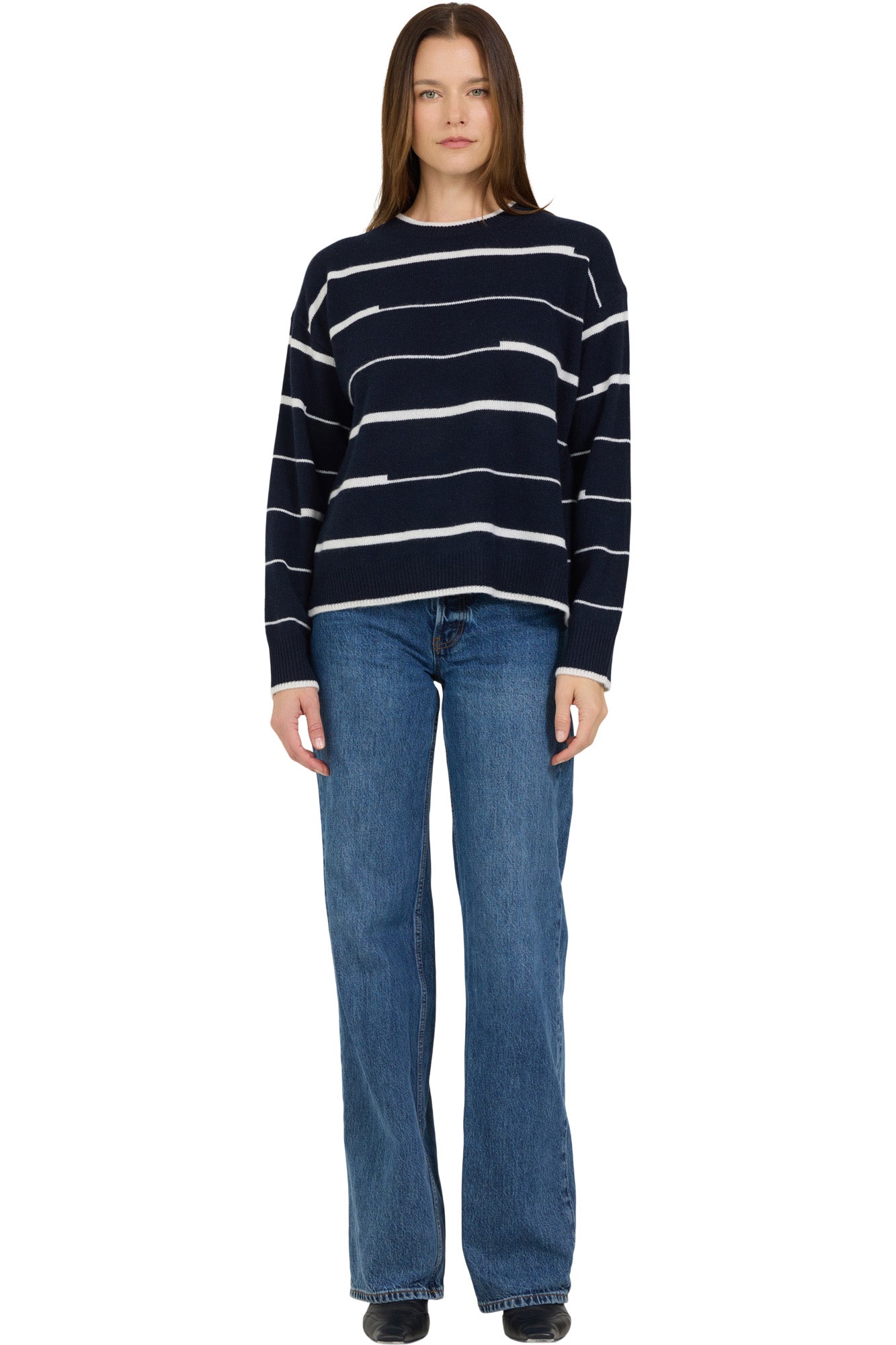 One Grey Day Sage Cashmere Crewneck in Galaxy Combo