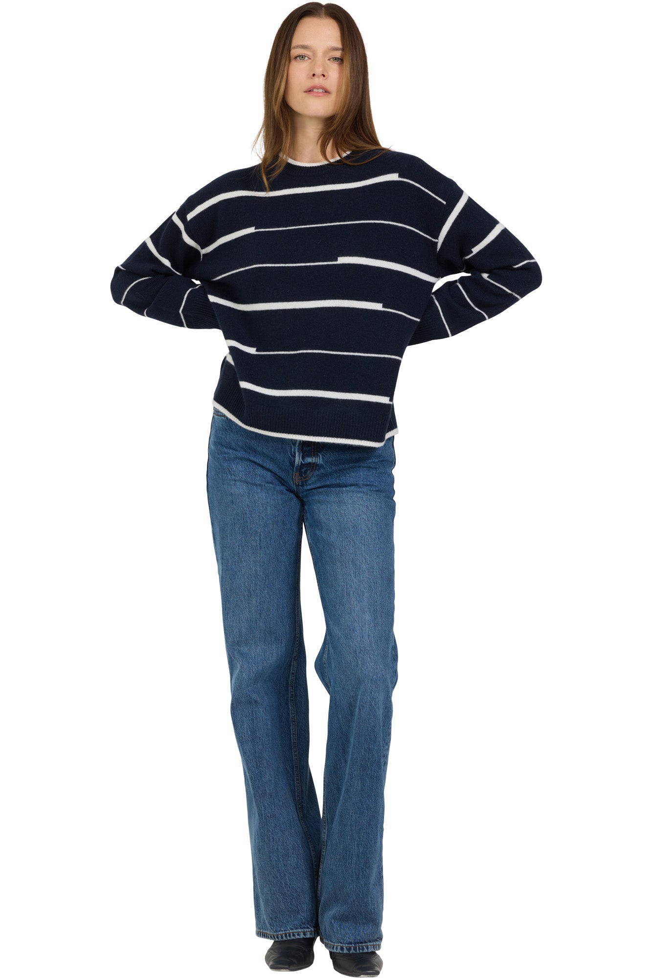 One Grey Day Sage Cashmere Crewneck in Galaxy Combo