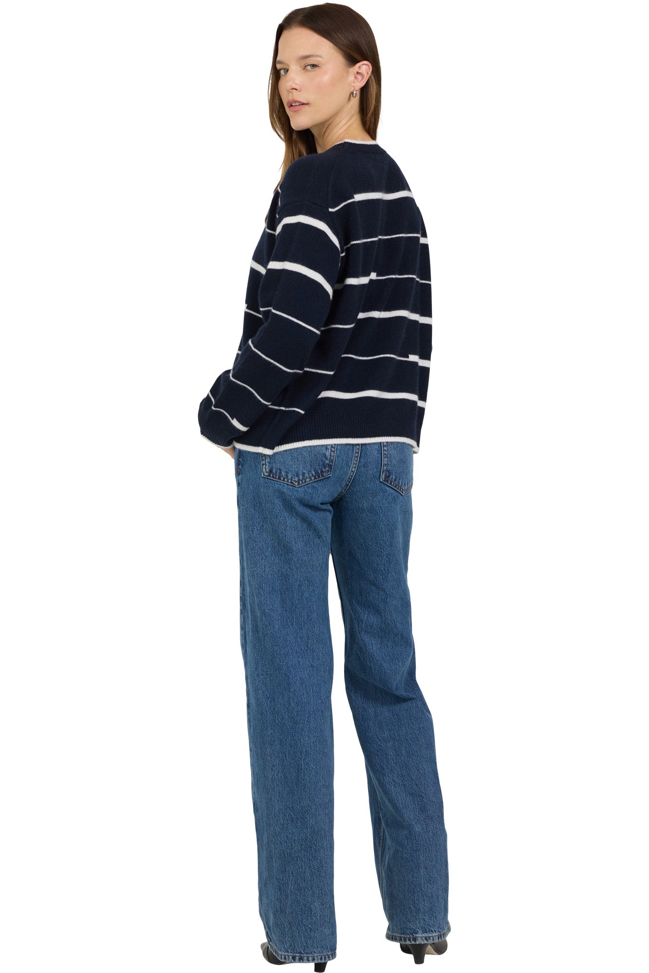 One Grey Day Sage Cashmere Crewneck in Galaxy Combo