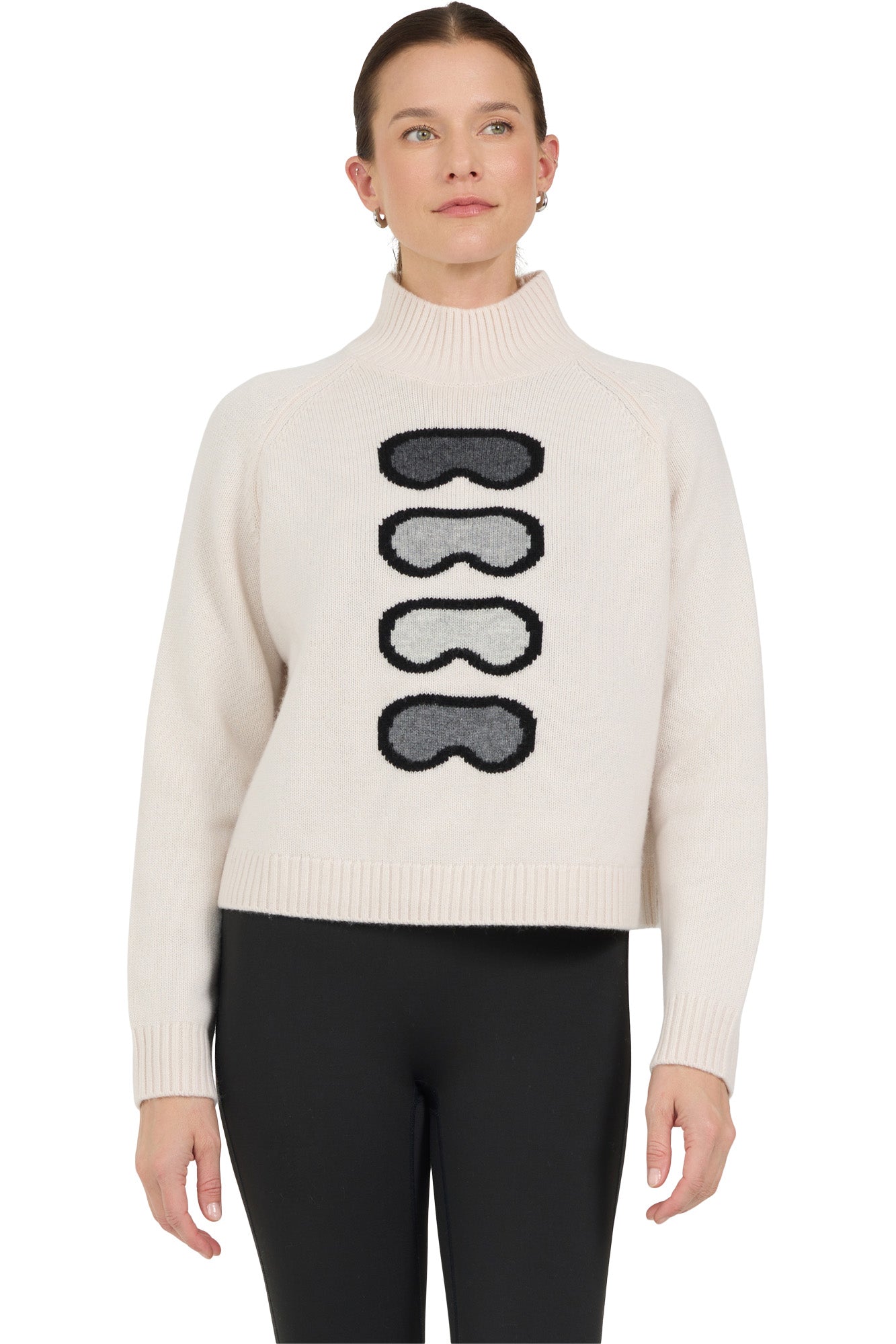 One Grey Day Ski Goggle Mockneck Turtleneck in Ivory Combo