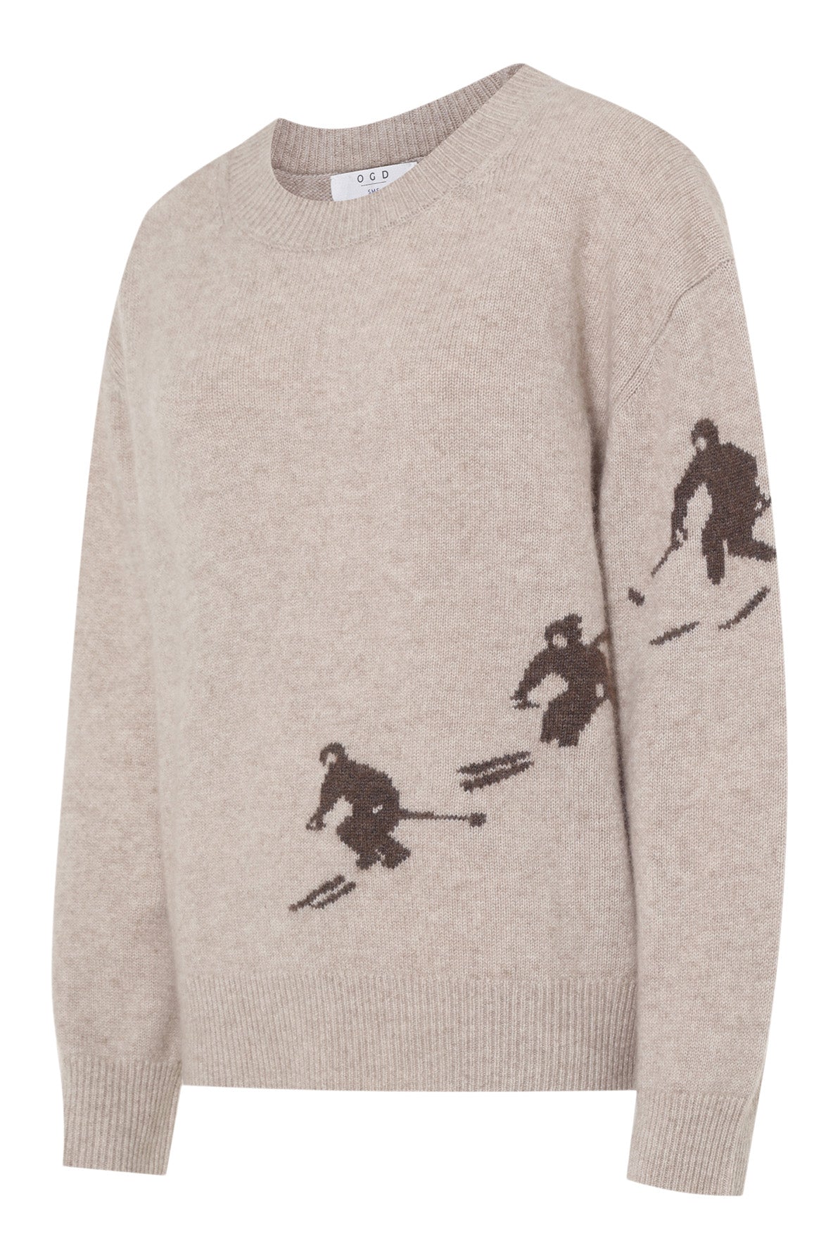 One Grey Day Skier Slope Crewneck Sweater in Biscuit Combo