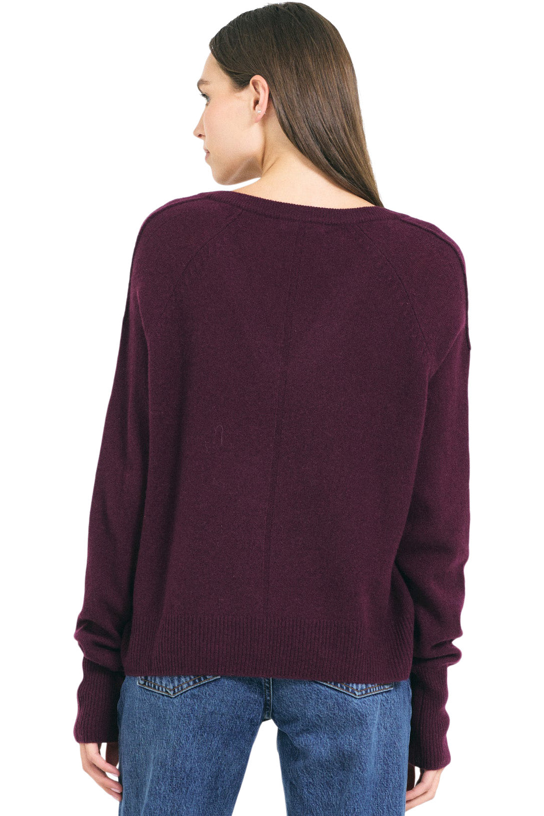 One Grey Day Sloane Cashmere V-Neck Sweater in Plumberry