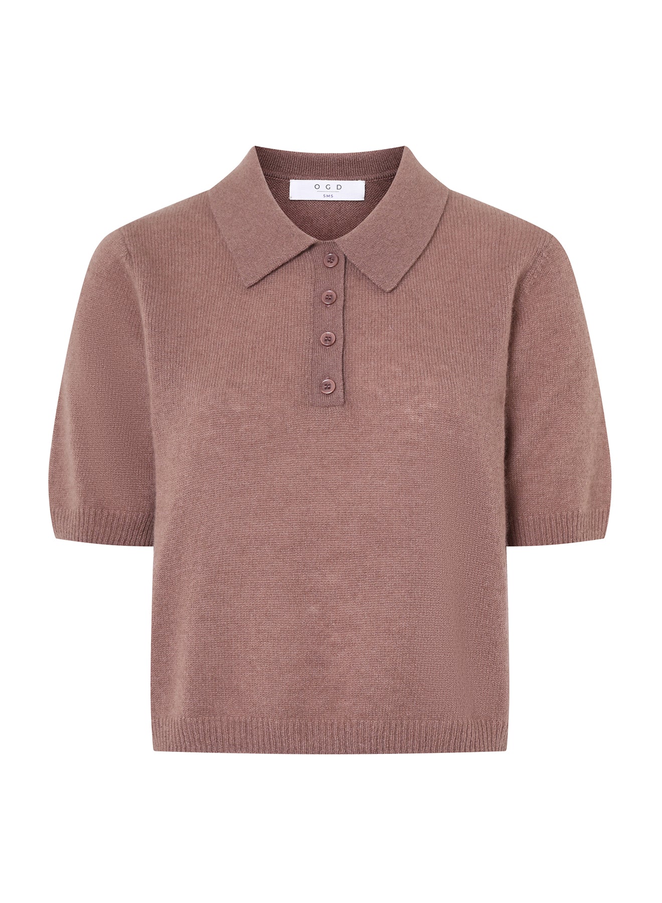 One Grey Day Summer Cashmere Polo in Saddle
