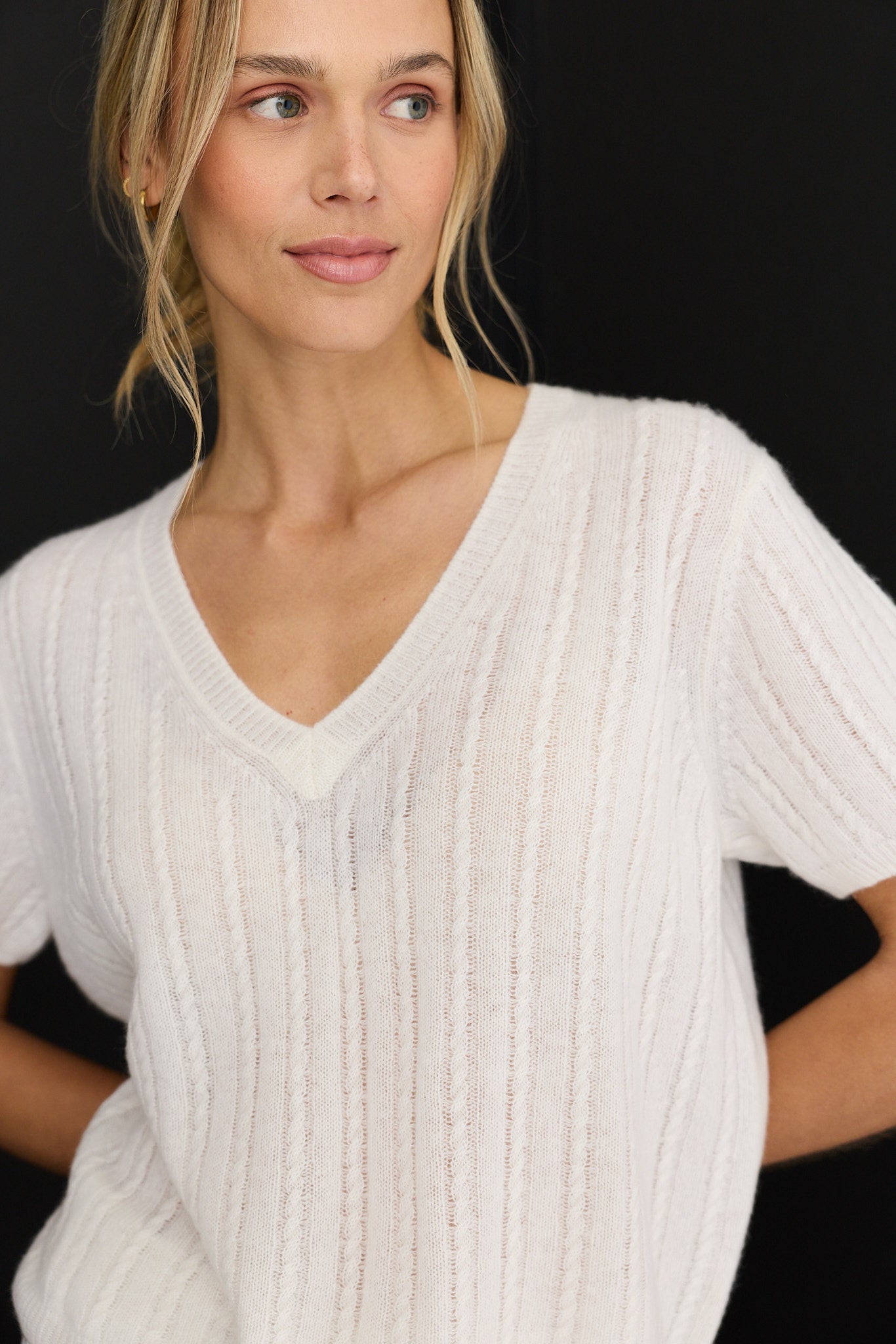 One Grey Day Whidbey Cashmere Sweater in Ivory
