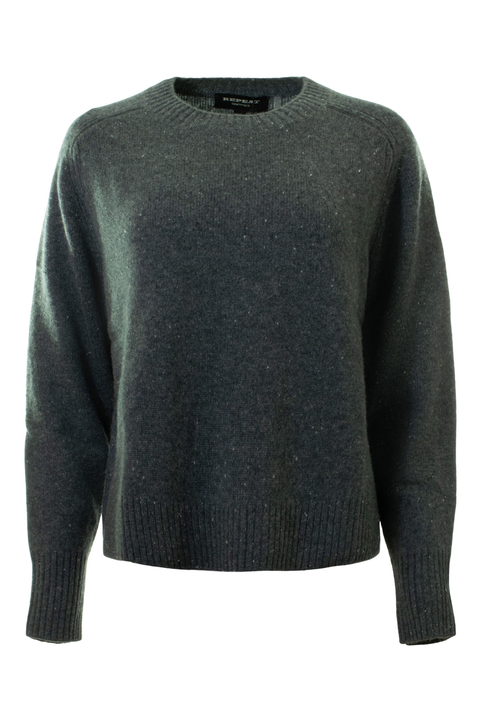 Repeat Cashmere Organic Cashmere Sweater With Tweed Yarn in Charcoal