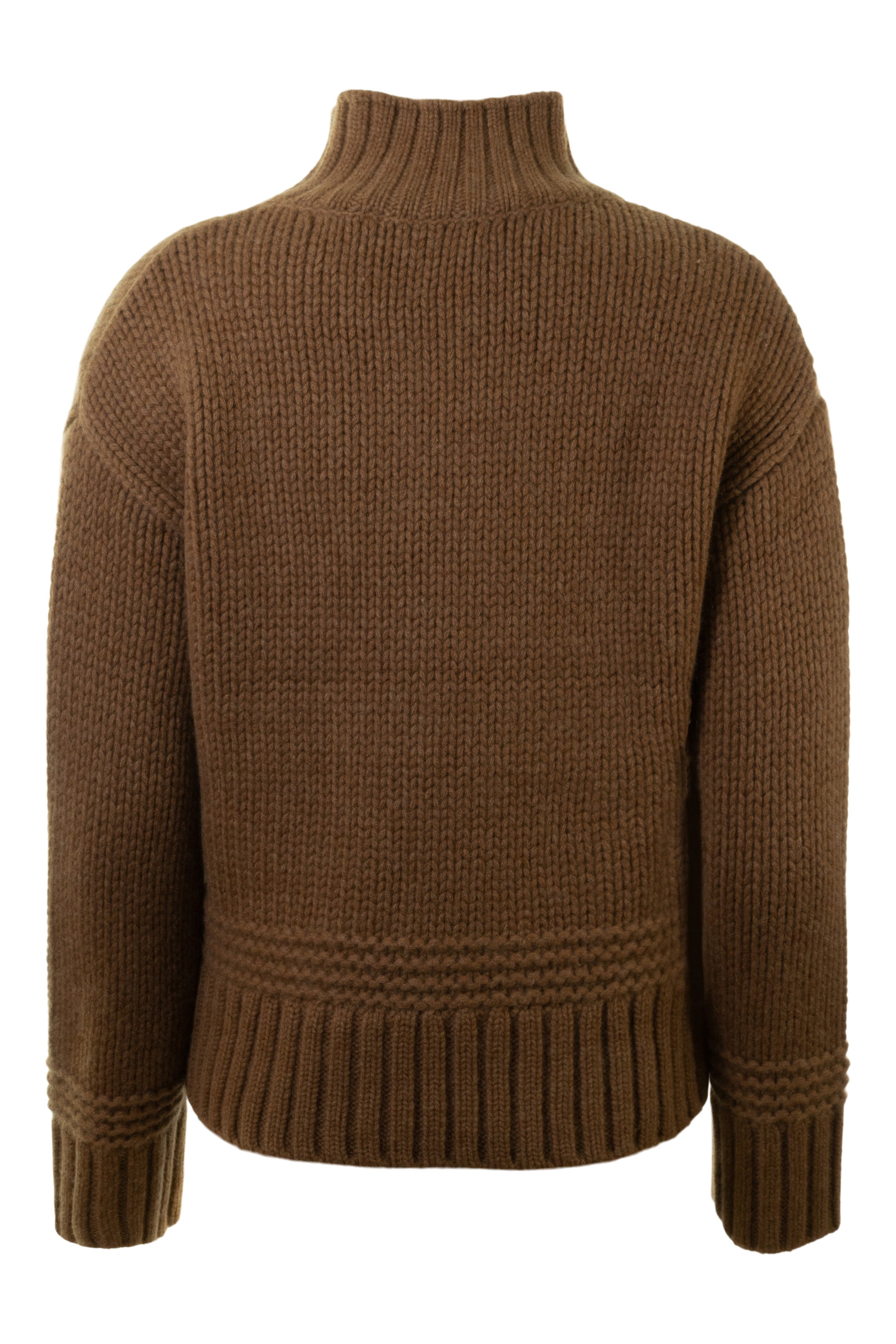 Repeat Cashmere Stand Collar Sweater with Ribbed Hem in Hazel