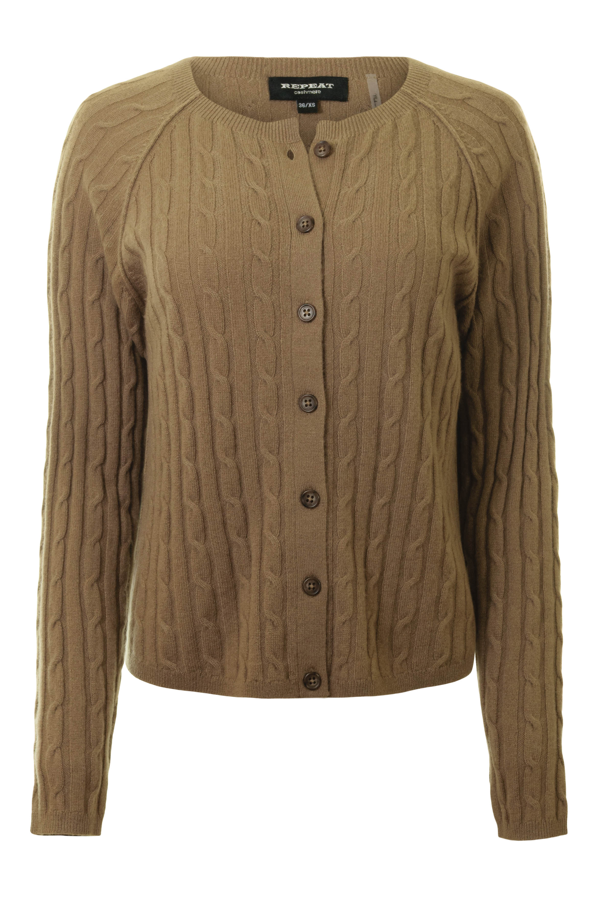 Repeat Cashmere Cable Cardigan in Chestnut