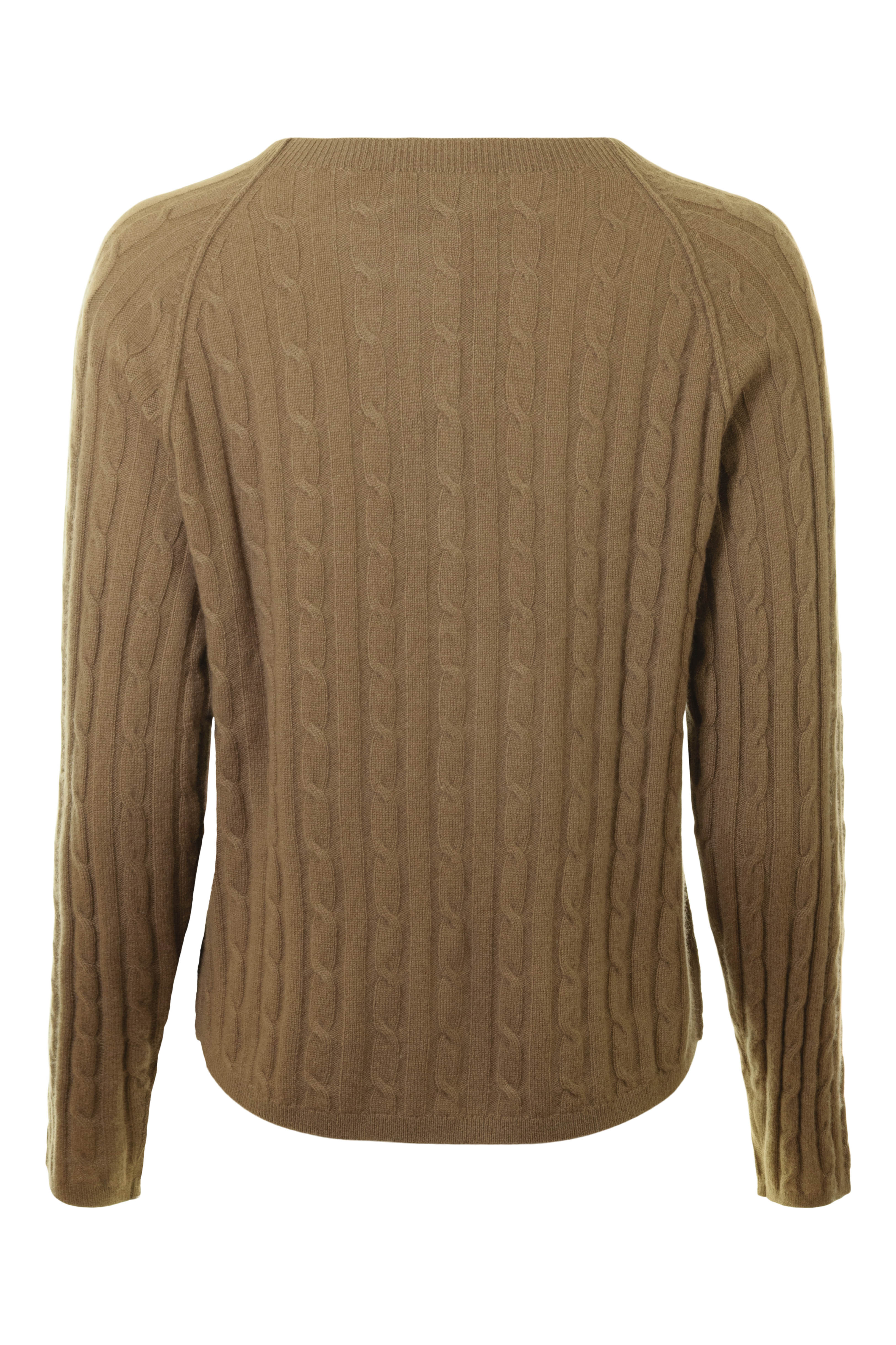 Repeat Cashmere Cable Cardigan in Chestnut