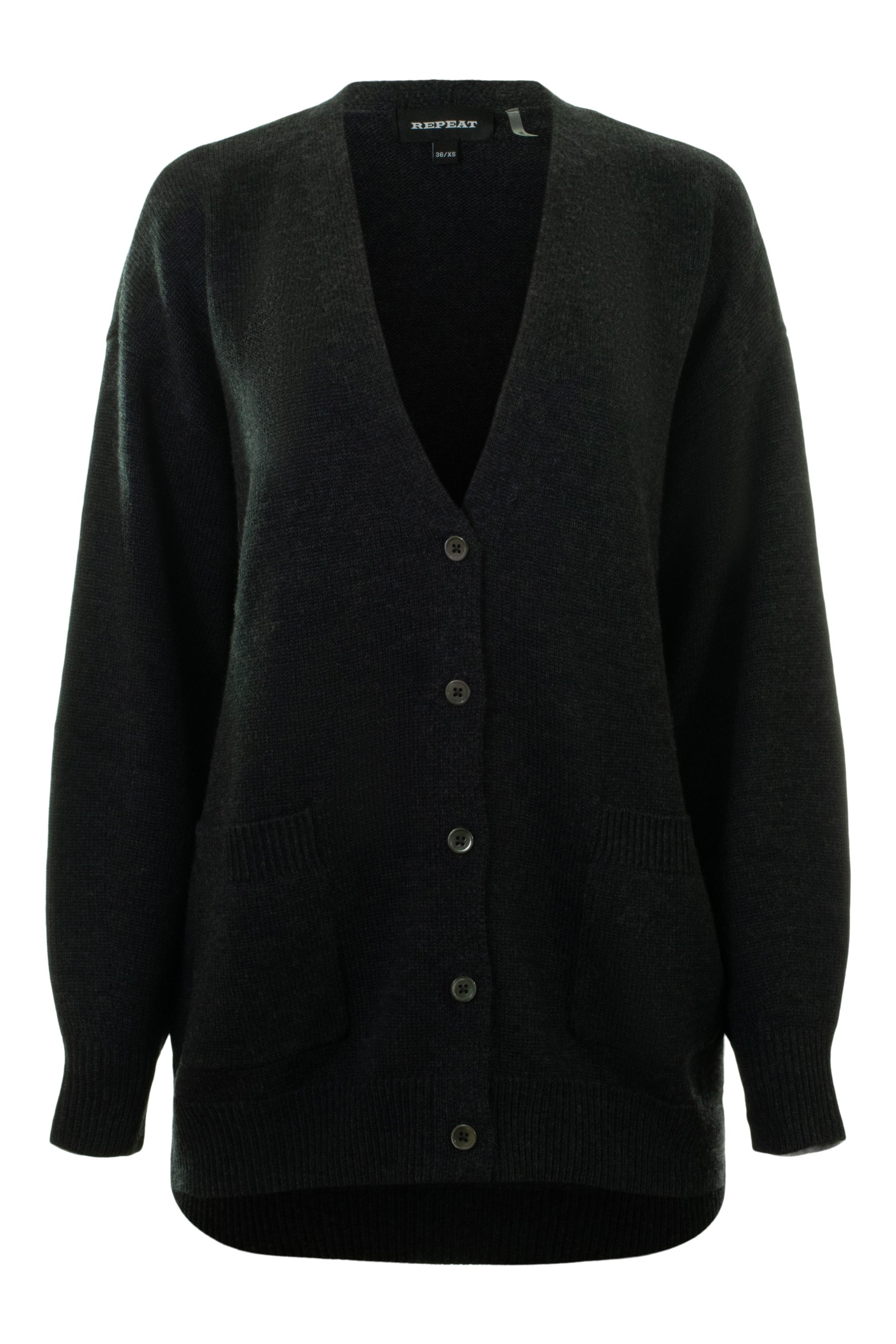 Repeat Cashmere Merino Wool Cardigan in Dark Grey