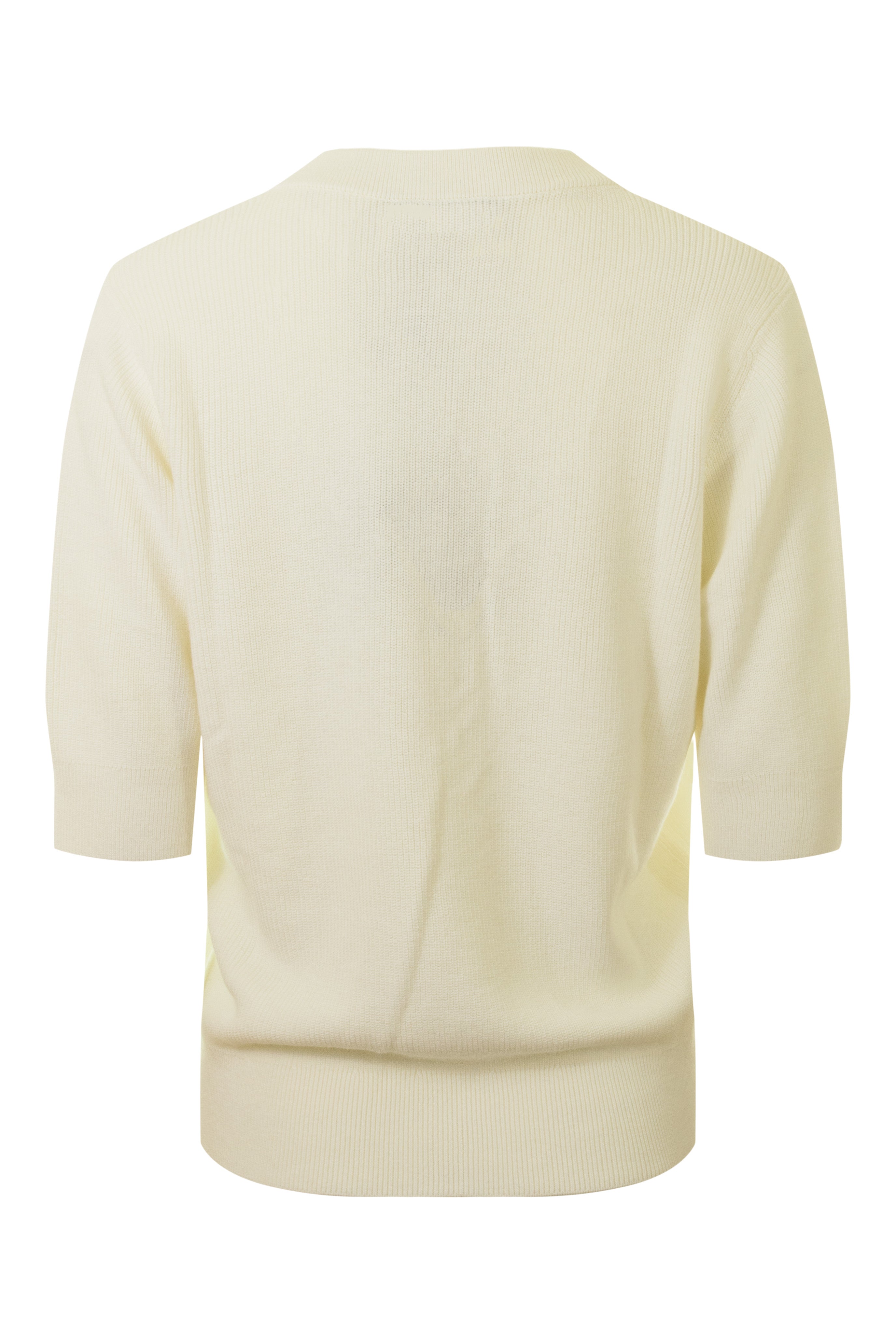 Repeat Cashmere Fine Rib Knit Cashmere-Cotton Sweater in White