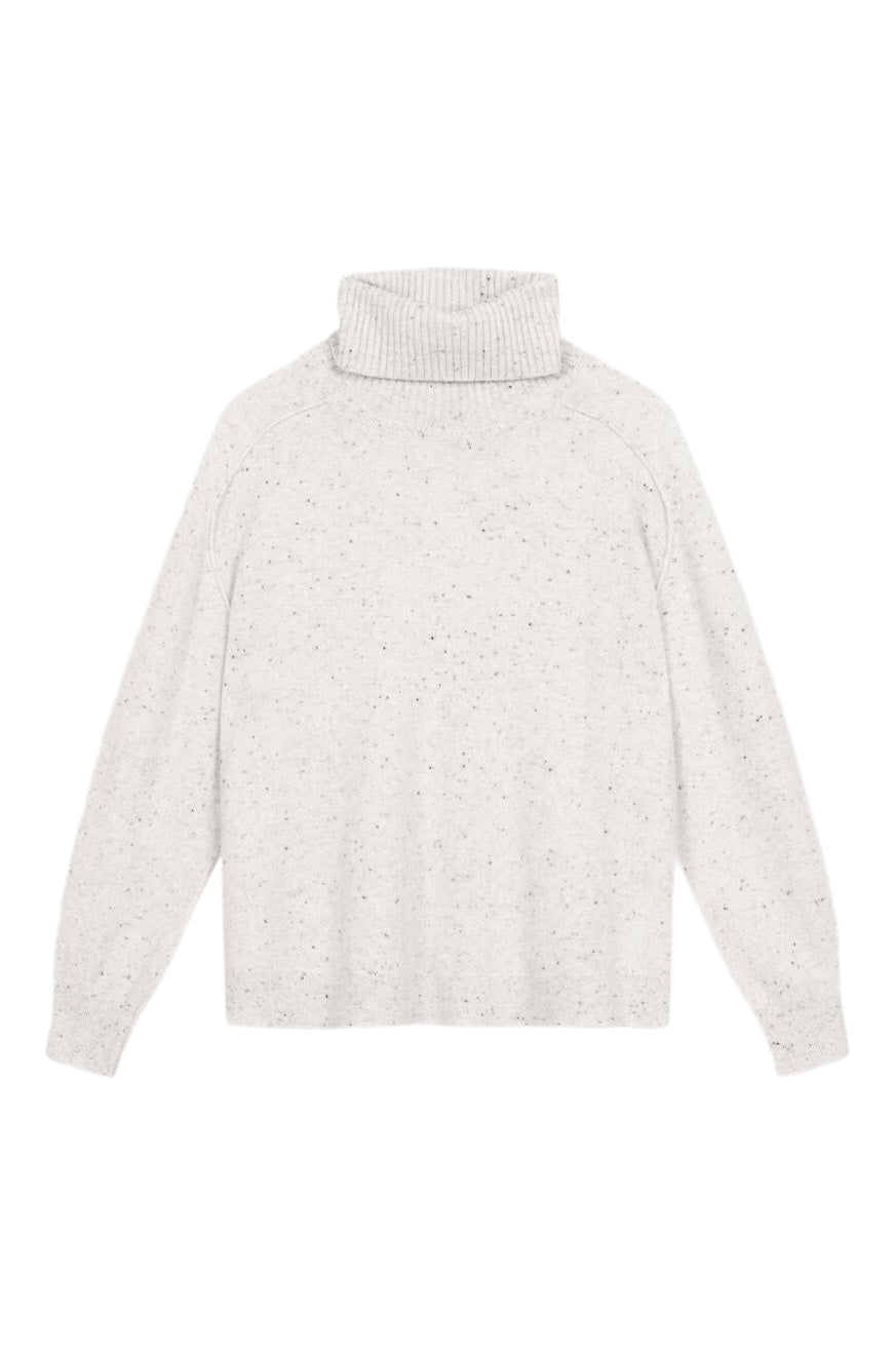 Repeat Cashmere Basic Organic Cashmere Tweed Boxy Fit Sweater in Snow