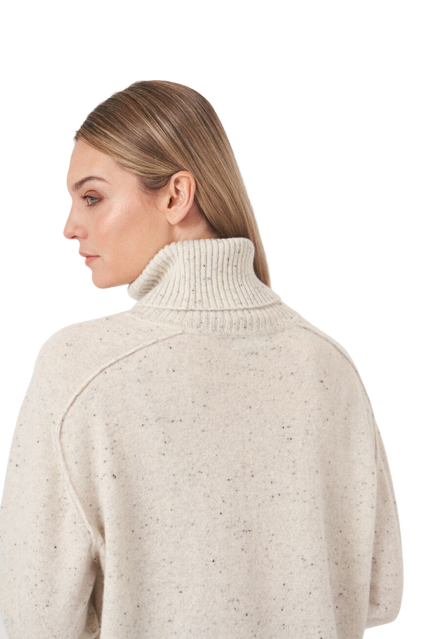 Repeat Cashmere Basic Organic Cashmere Tweed Boxy Fit Sweater in Snow
