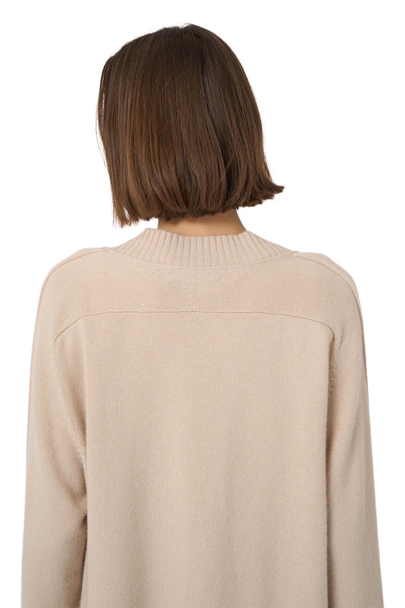 Repeat Cashmere Cashmere-Blend A-Line Cardigan with Rolled Details in Natural