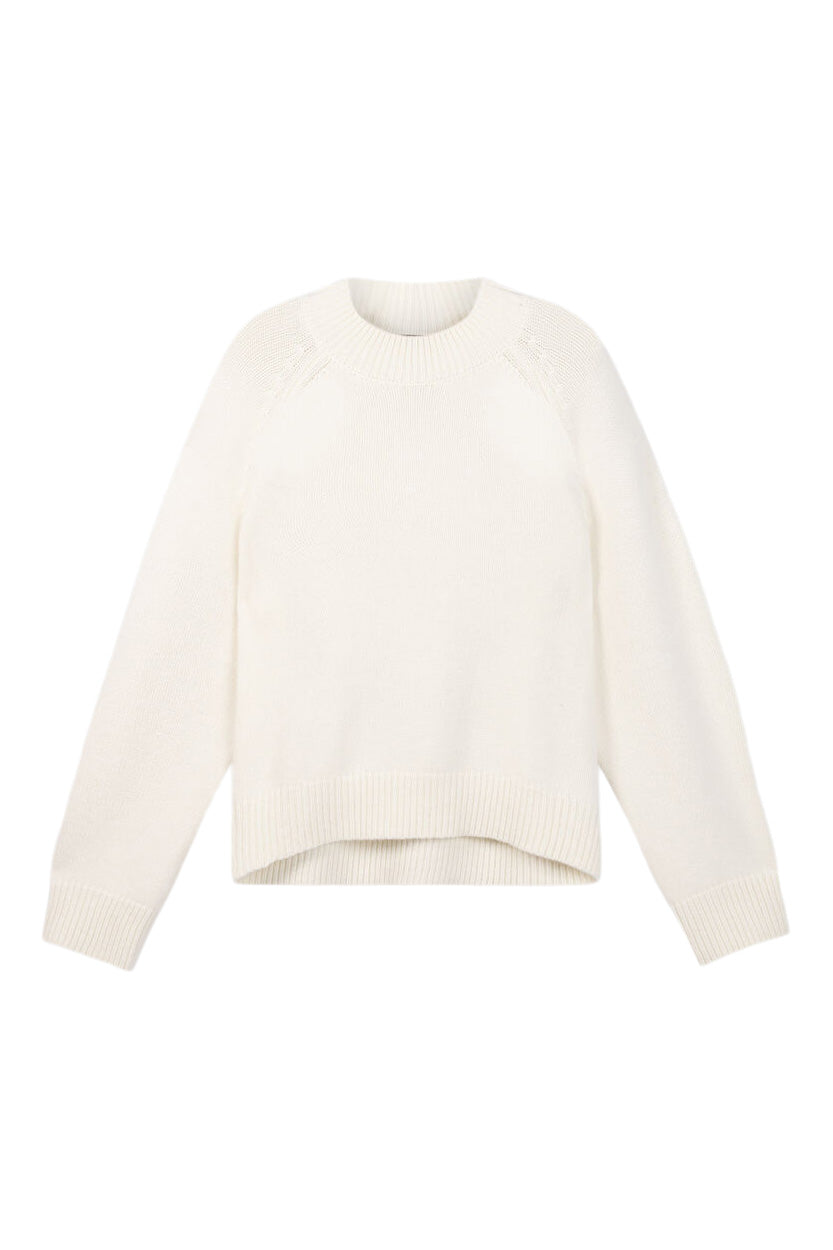 Repeat Cashmere Chunky Cashmere Sweater with Asymmetric Hem in Cream
