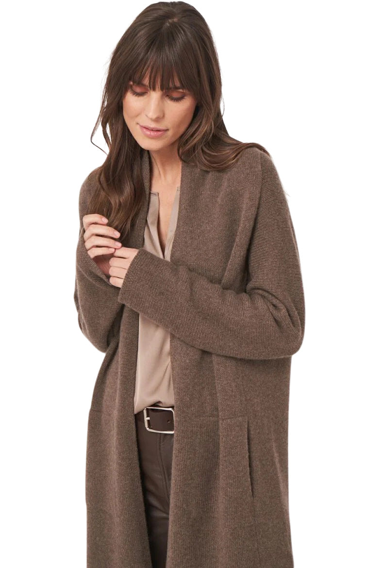 Repeat Cashmere Chunky Knit Cardigan in Cacao