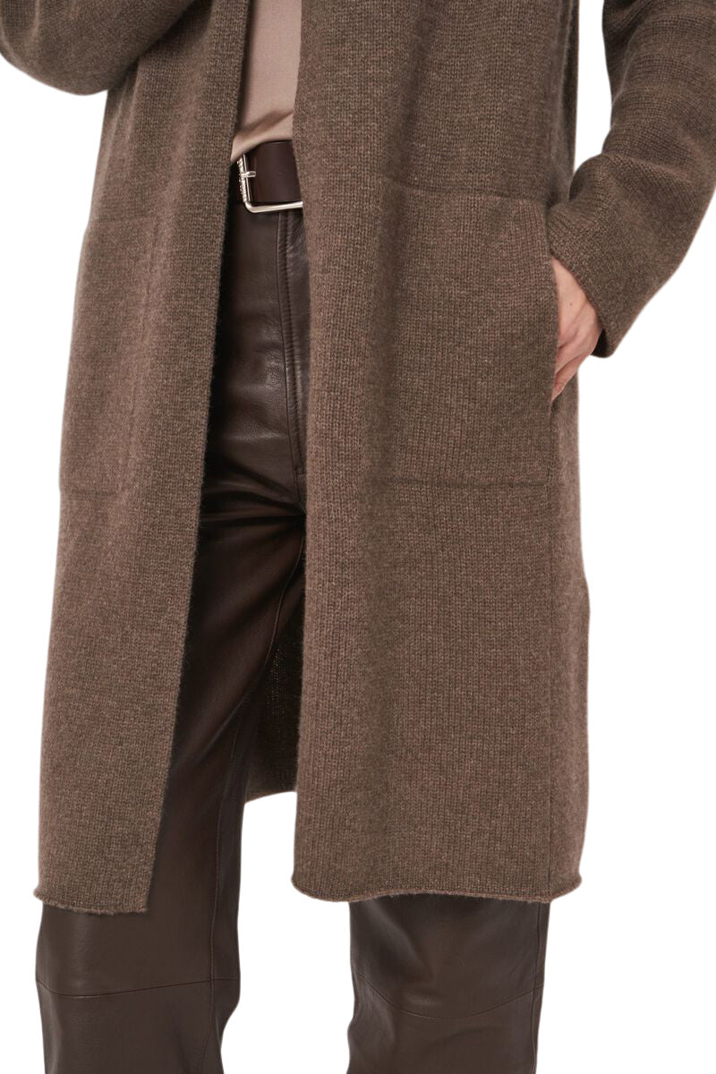 Repeat Cashmere Chunky Knit Cardigan in Cacao
