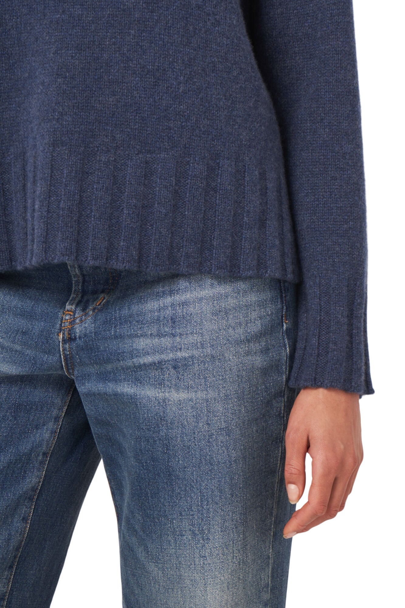 Repeat Cashmere Chunky Knit Sweater with Stand Collar in Night