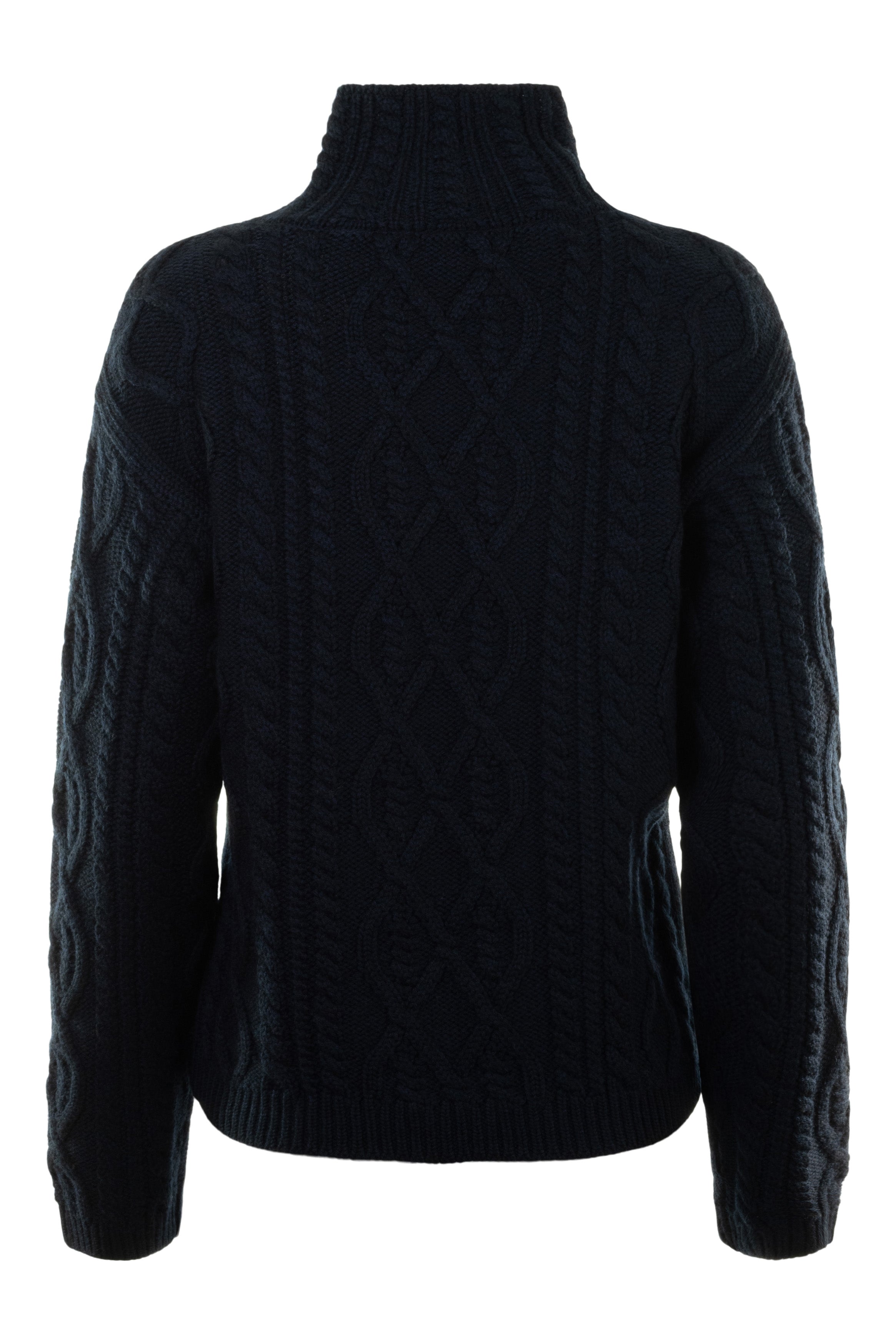 Repeat Cashmere Fisherman's Cable Sweater in Marine