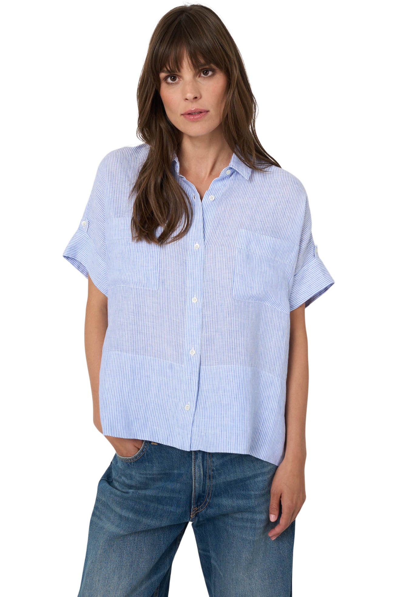 Repeat Cashmere Linen Shirt in Blue