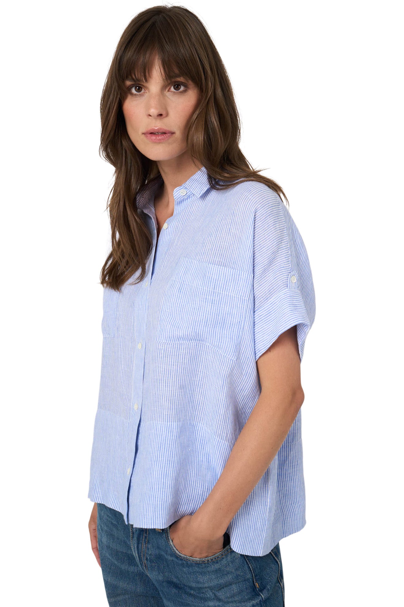 Repeat Cashmere Linen Shirt in Blue