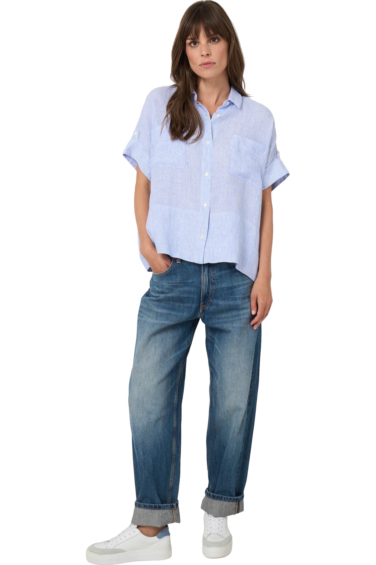 Repeat Cashmere Linen Shirt in Blue