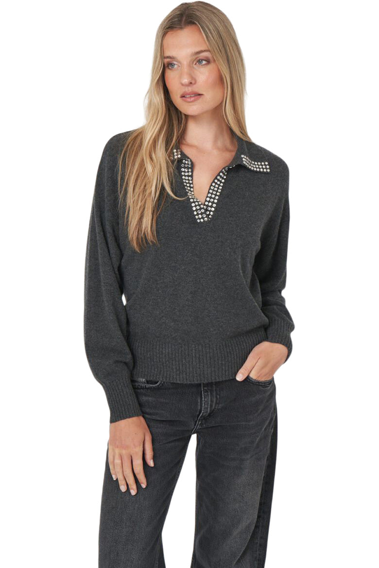 Repeat Cashmere Loose Fit Sweater with Embroidered Pearl Trim