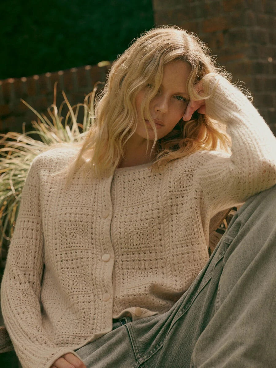 Repeat Cashmere Organic Cashmere Ajour Cardigan
in Natural