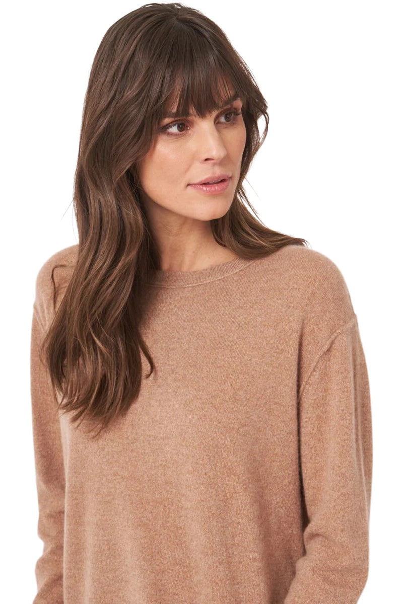 Repeat Cashmere Organic Cashmere Sweater with Round Neck in Camel