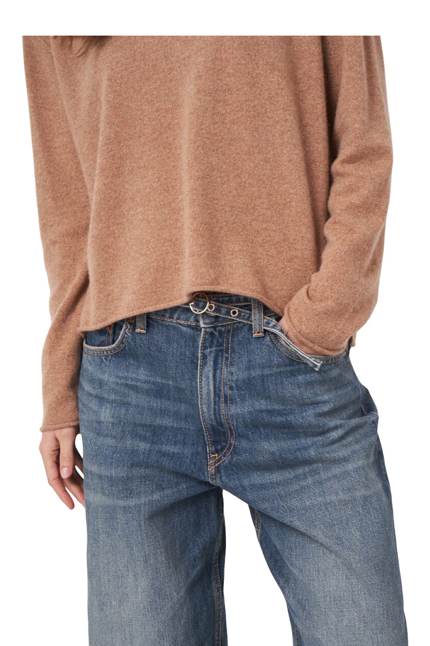Repeat Cashmere Organic Cashmere Sweater with Round Neck in Camel