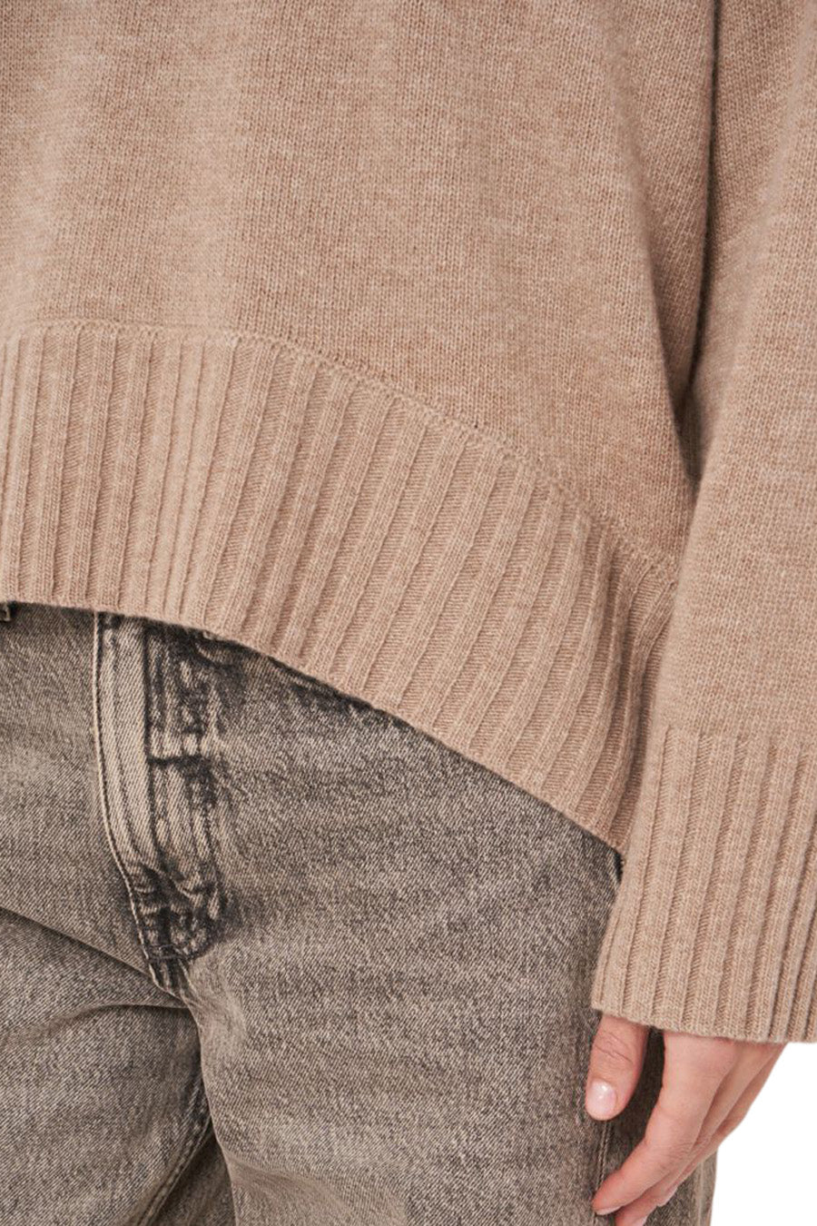 Repeat Cashmere Oversized Knit Sweater with Rhinestone Detail in Desert
