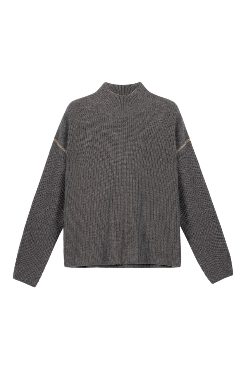 Repeat Cashmere Rib-Knit Sweater in Rock