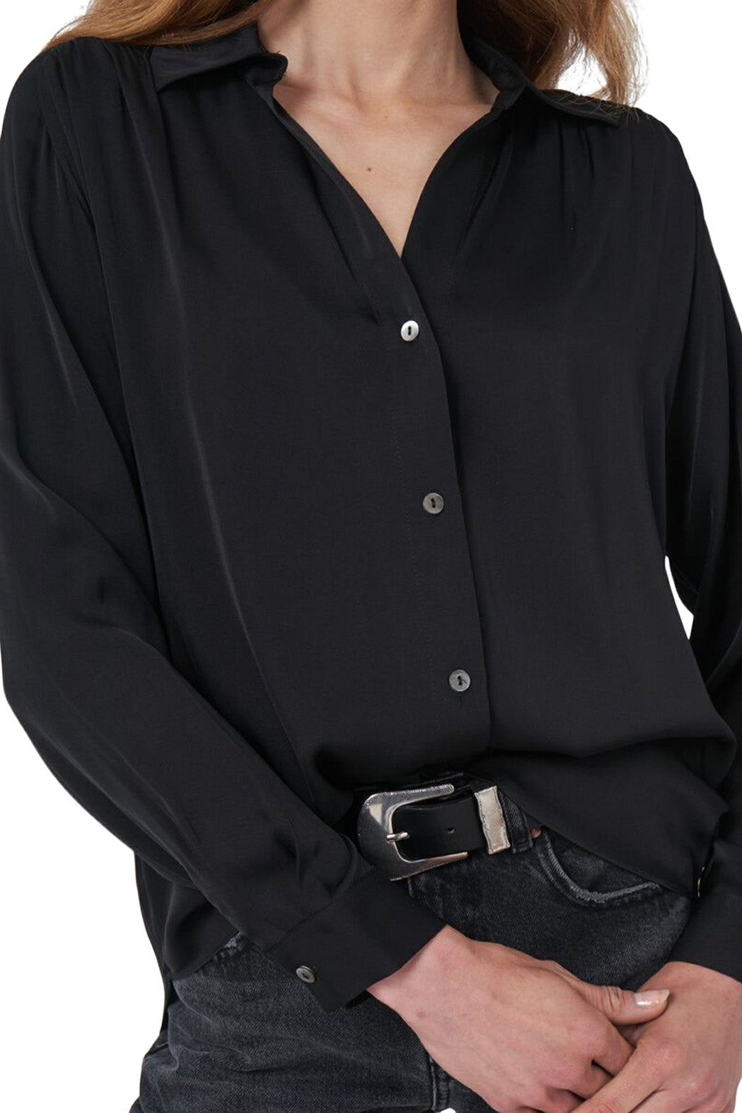 Repeat Cashmere Silk Blouse in Black