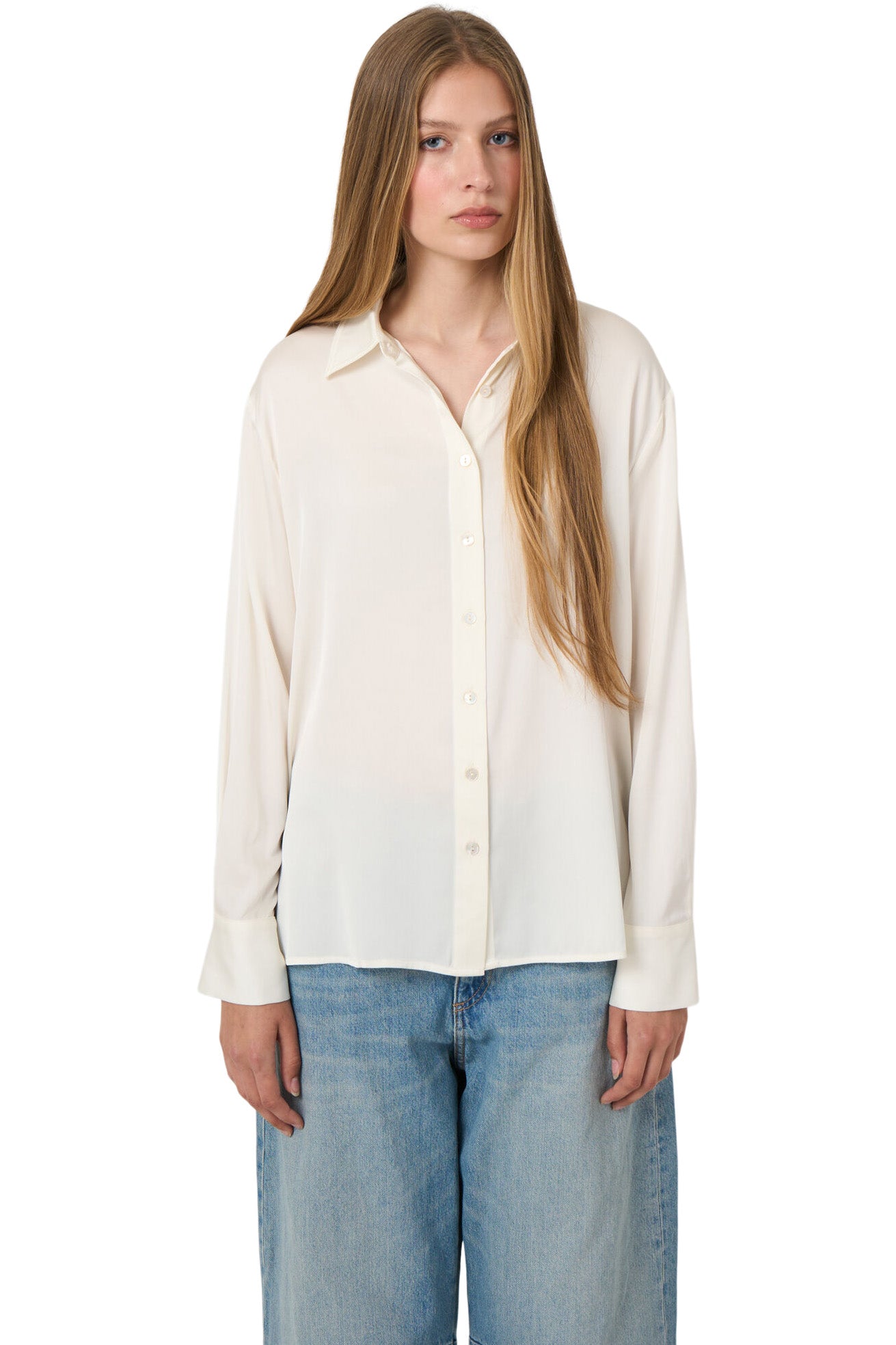 Repeat Cashmere Silk Blouse in Cream