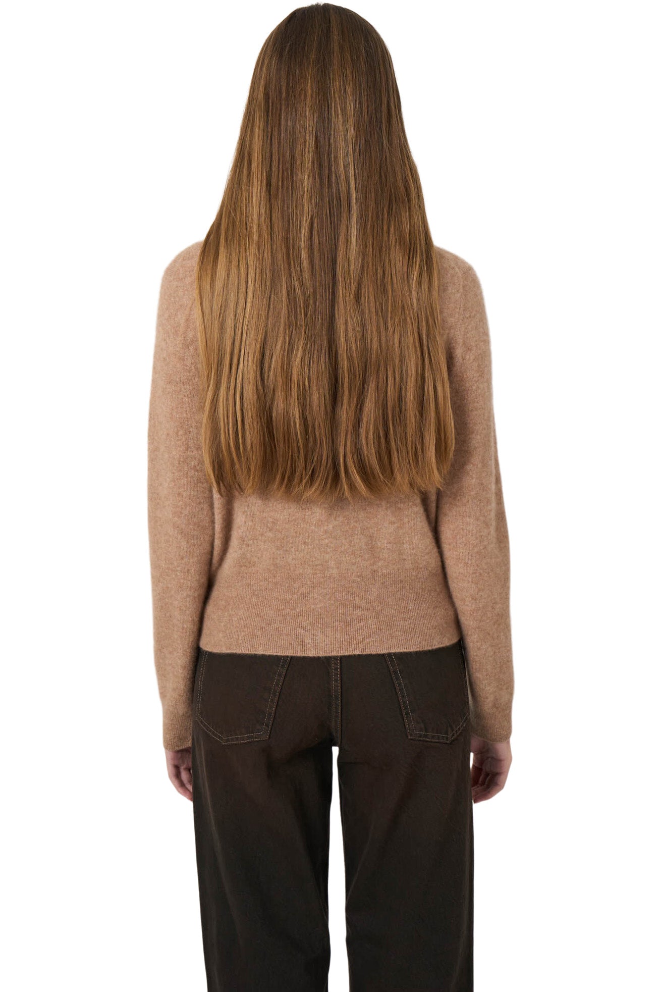 Repeat Cashmere Stand-Collar Cardigan with Brushed Look in Fawn