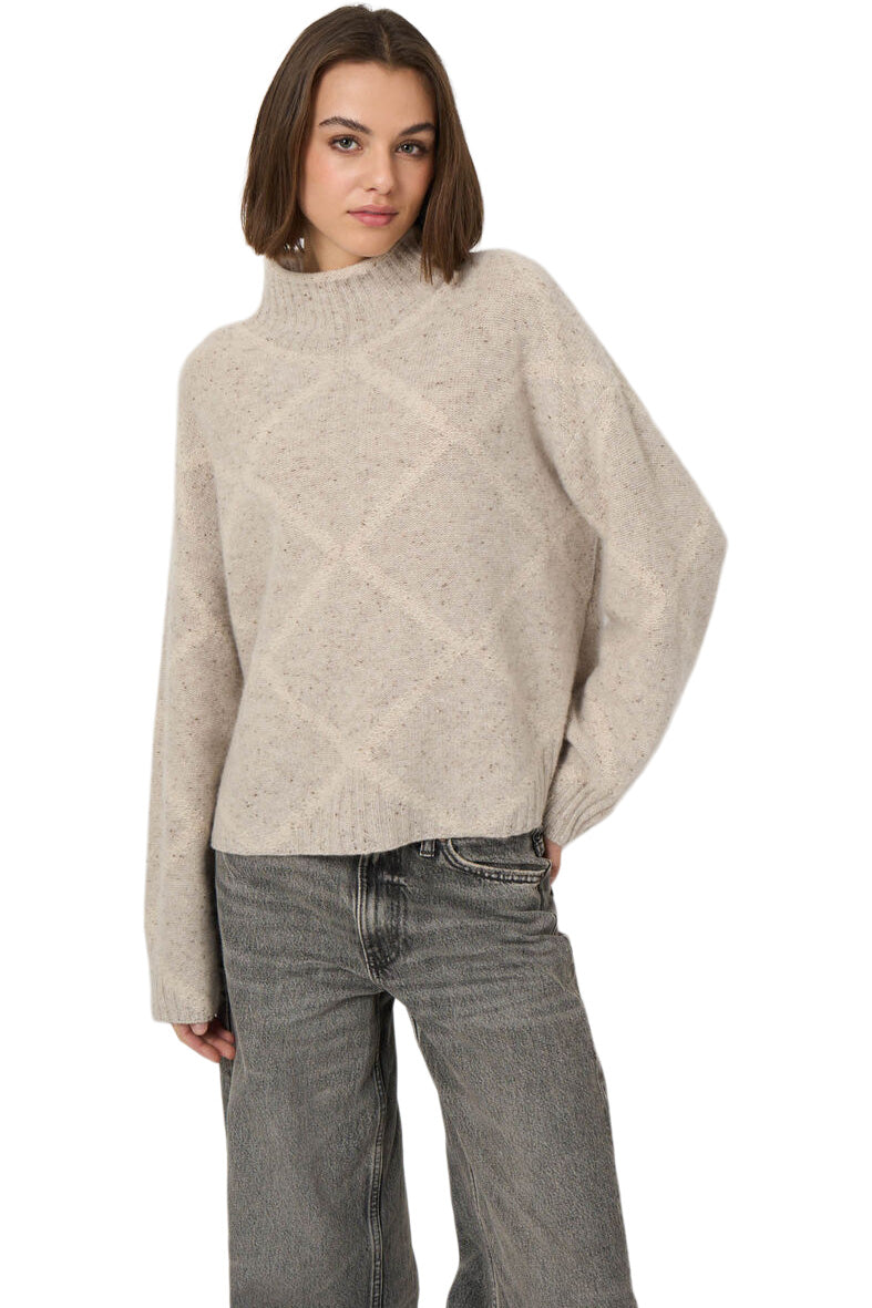 Repeat Cashmere Tweed-Effect Stand-Collar Sweater
in Argyle