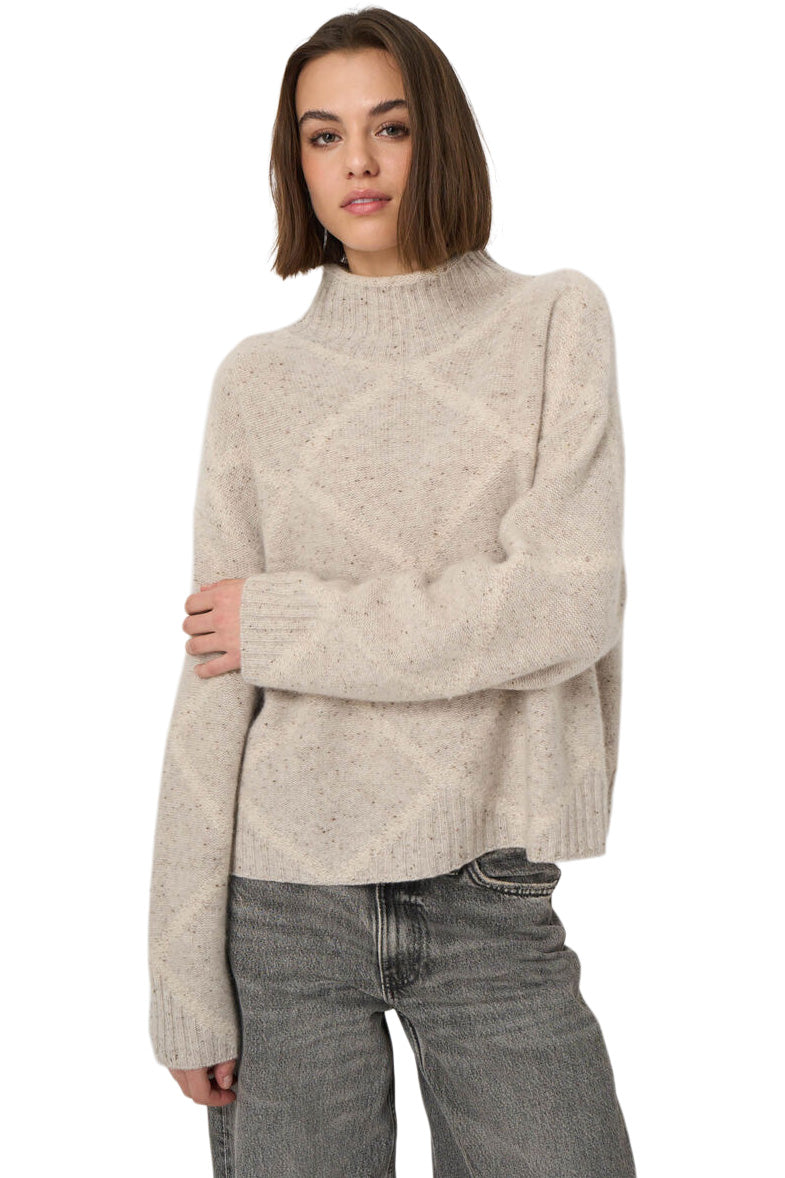 Repeat Cashmere Tweed-Effect Stand-Collar Sweater
in Argyle