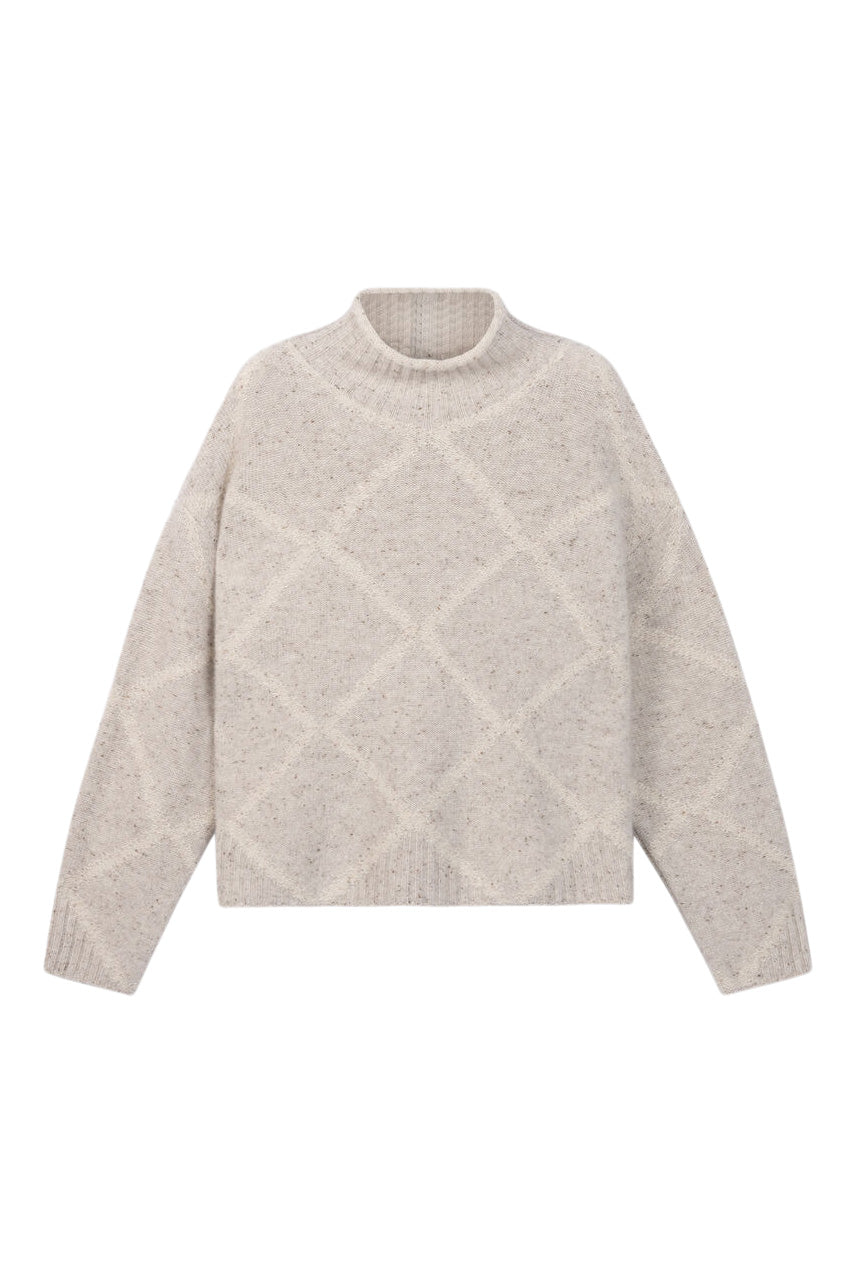 Repeat Cashmere Tweed-Effect Stand-Collar Sweater
in Argyle