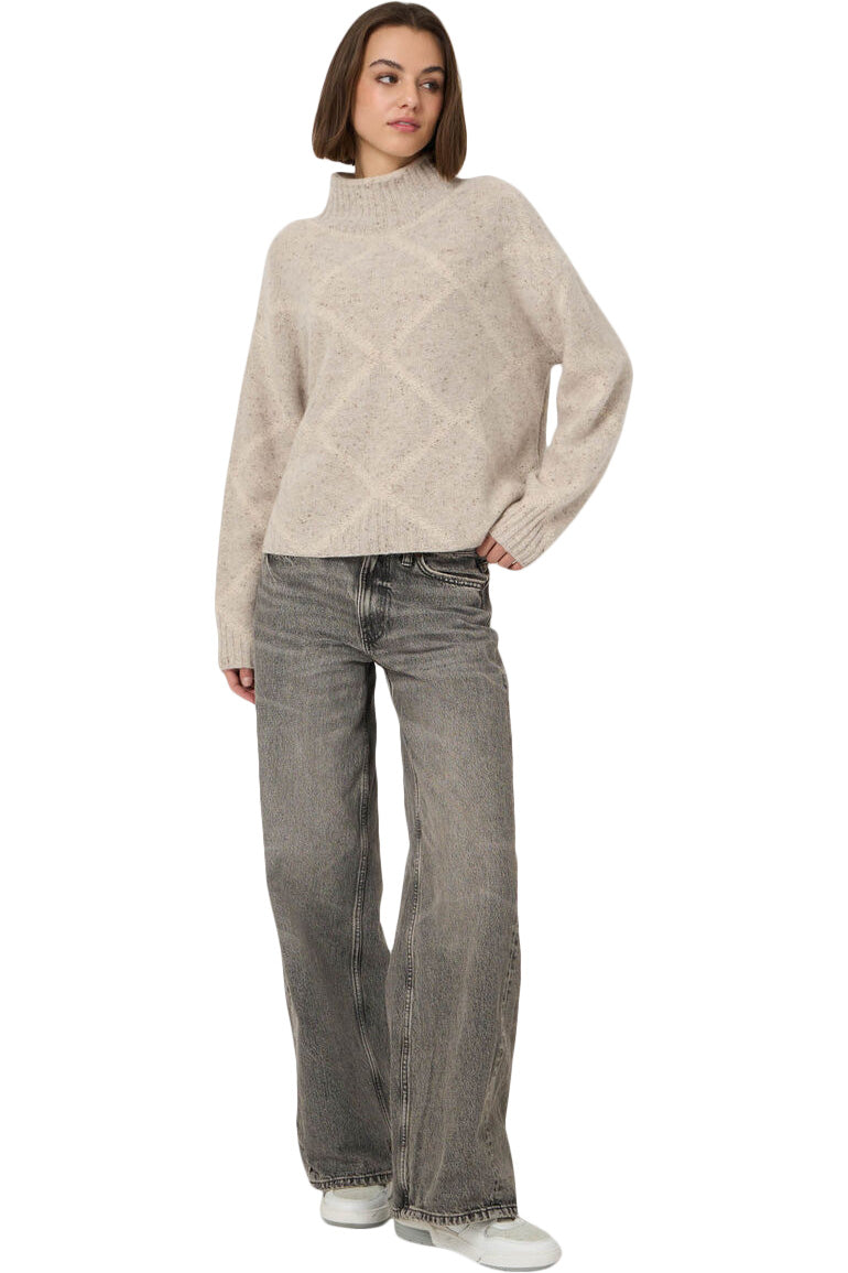 Repeat Cashmere Tweed-Effect Stand-Collar Sweater
in Argyle